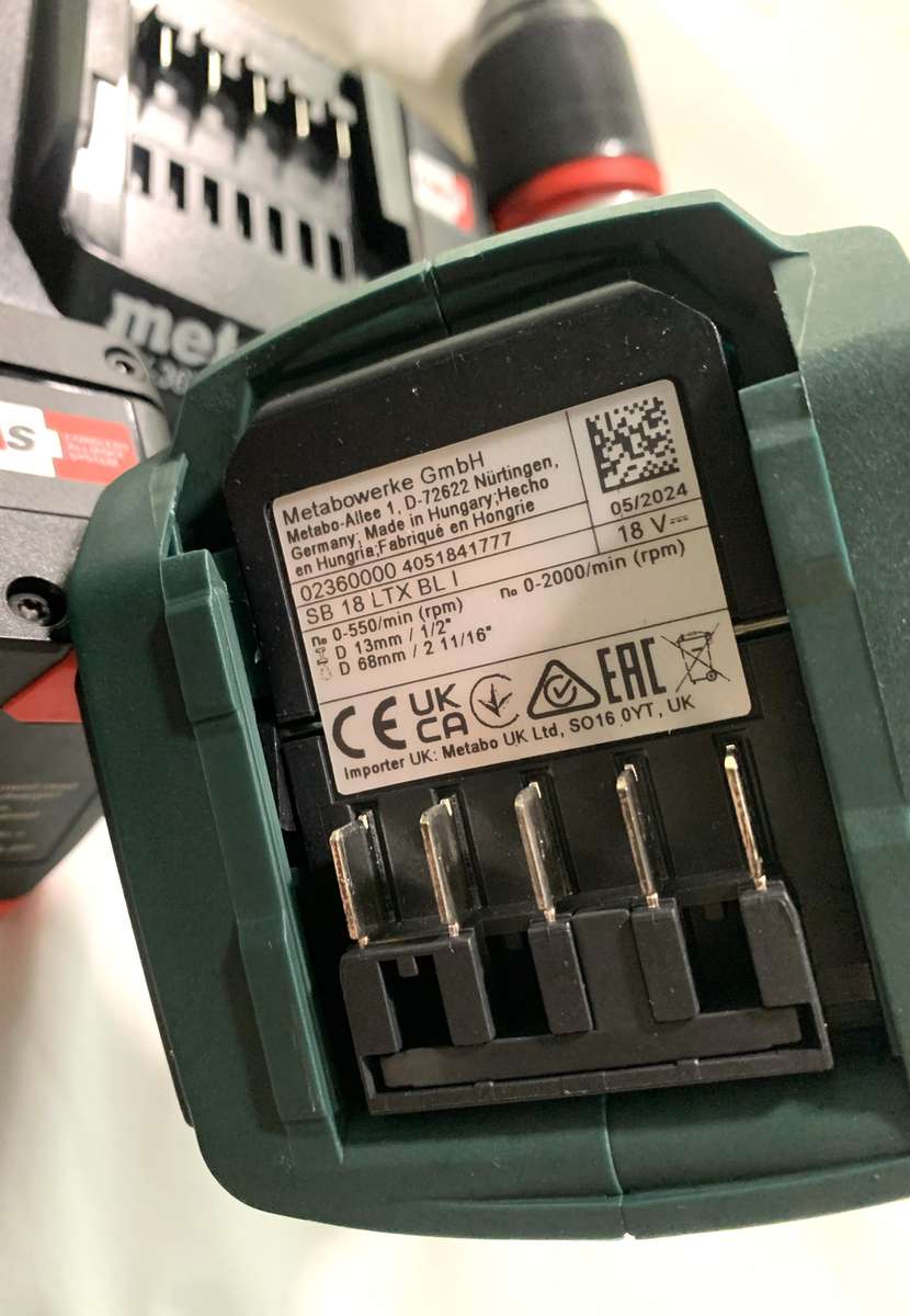 New Metabo 120Nm cordless Hammer Drill with battery and charger.