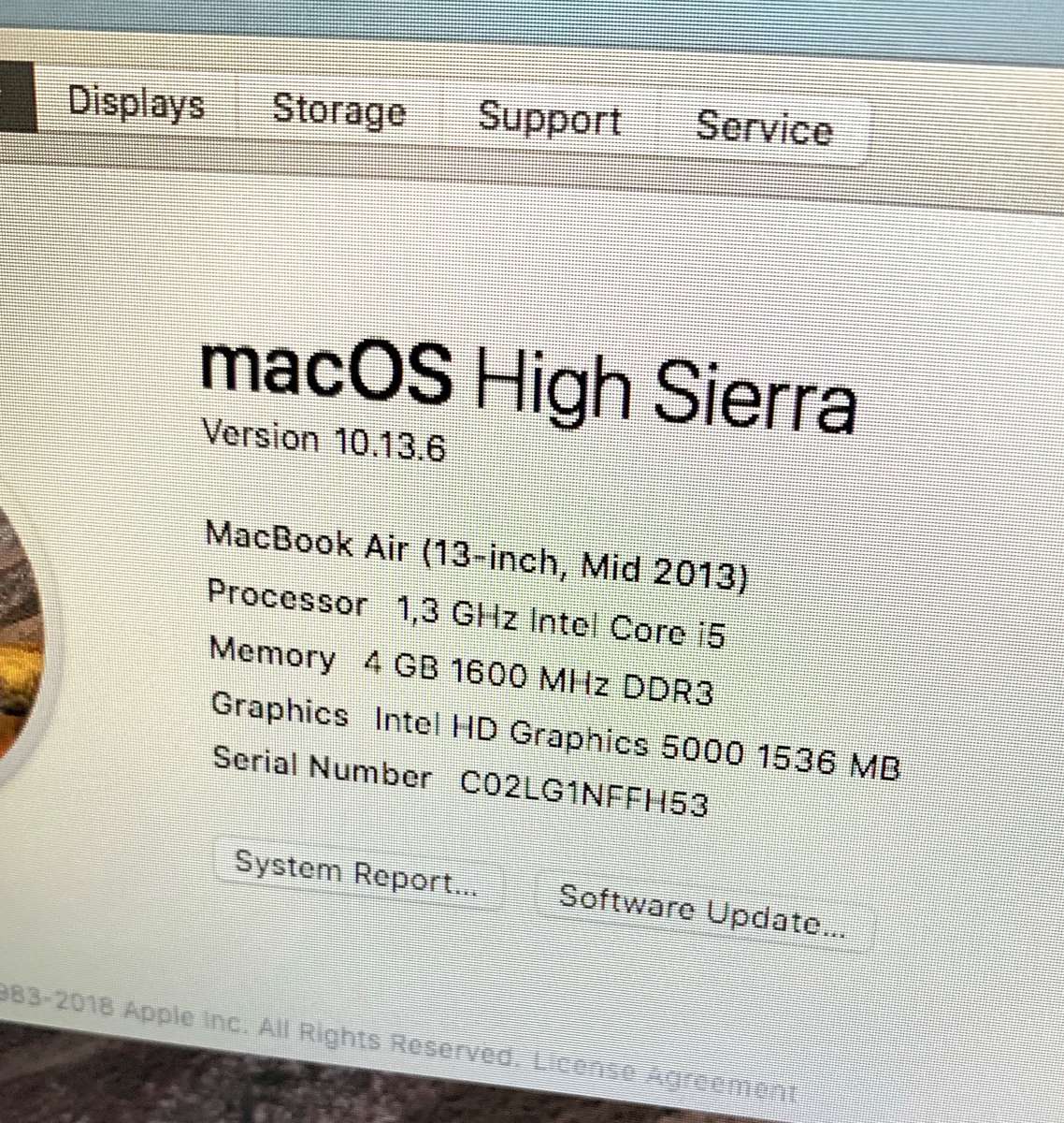 MacBook Air 13" running macOS High Sierra with charger, works 100%