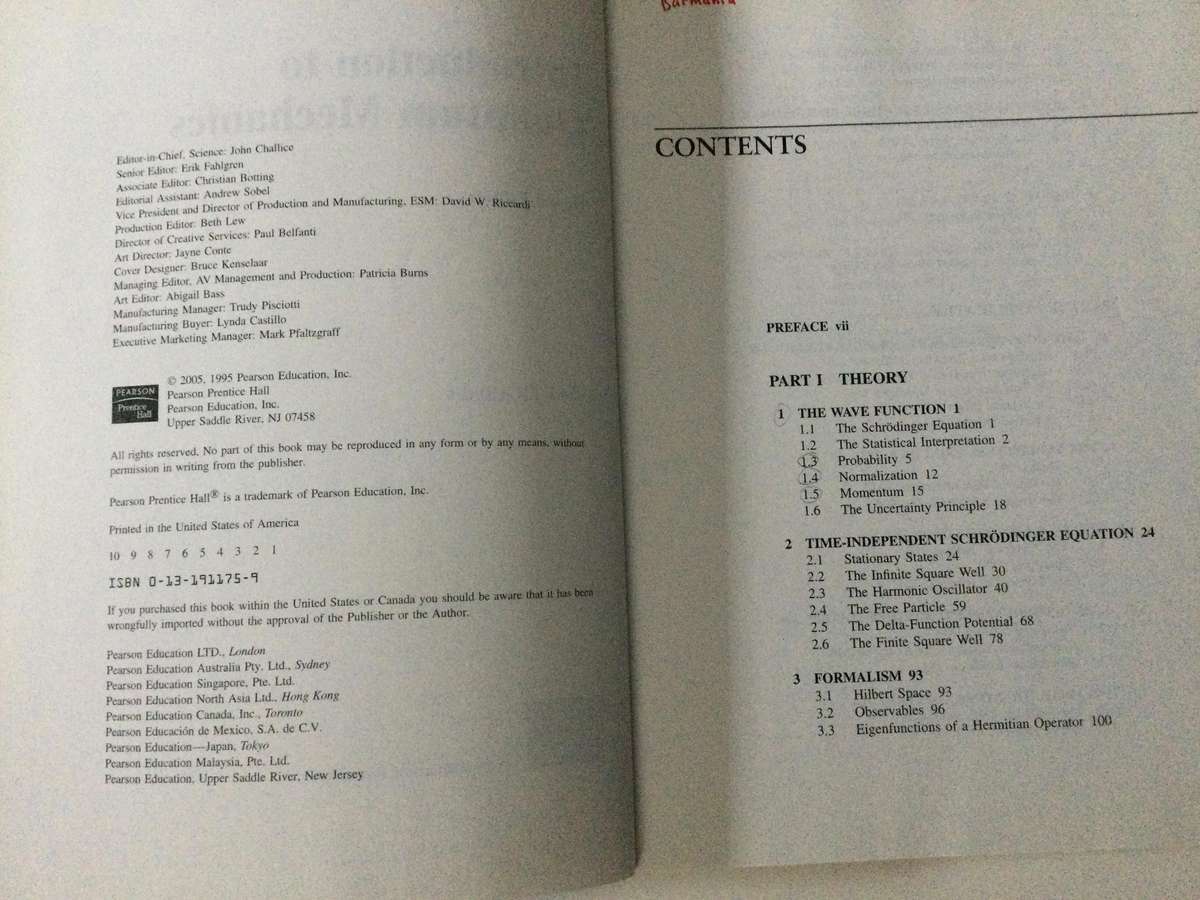 Introduction to Quantum Mechanics, International Edition, Secon Edition, 2005, David J. Griffiths