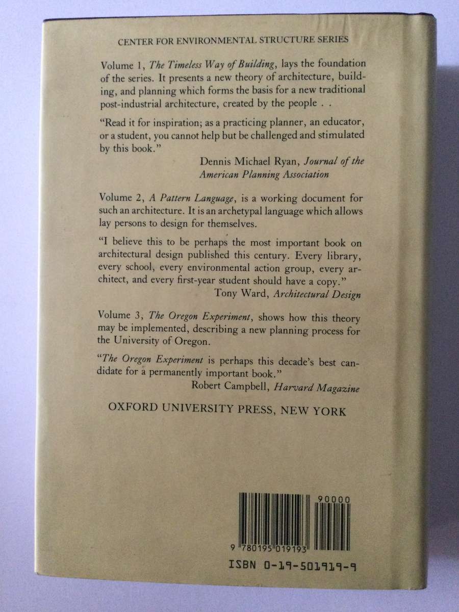 A Pattern Language, Christopher Alexander, 1977