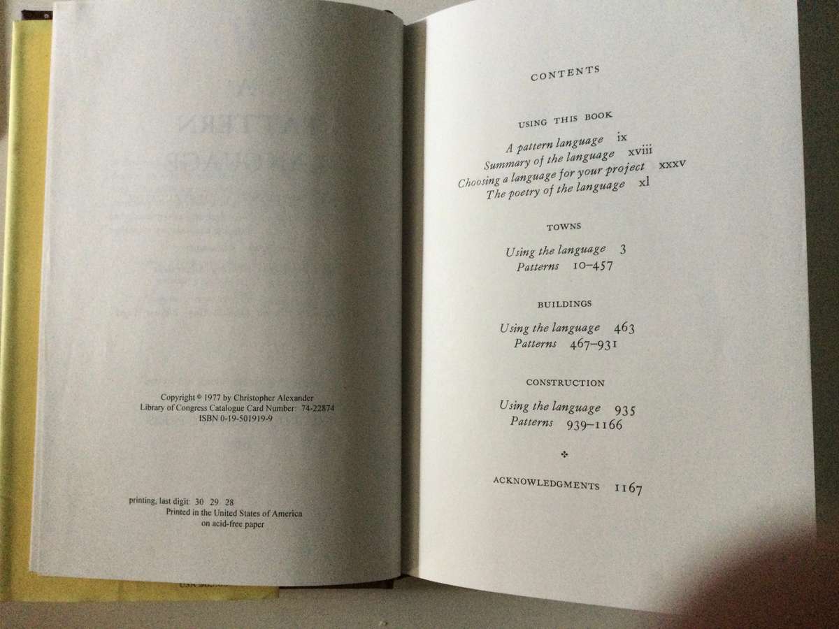 A Pattern Language, Christopher Alexander, 1977