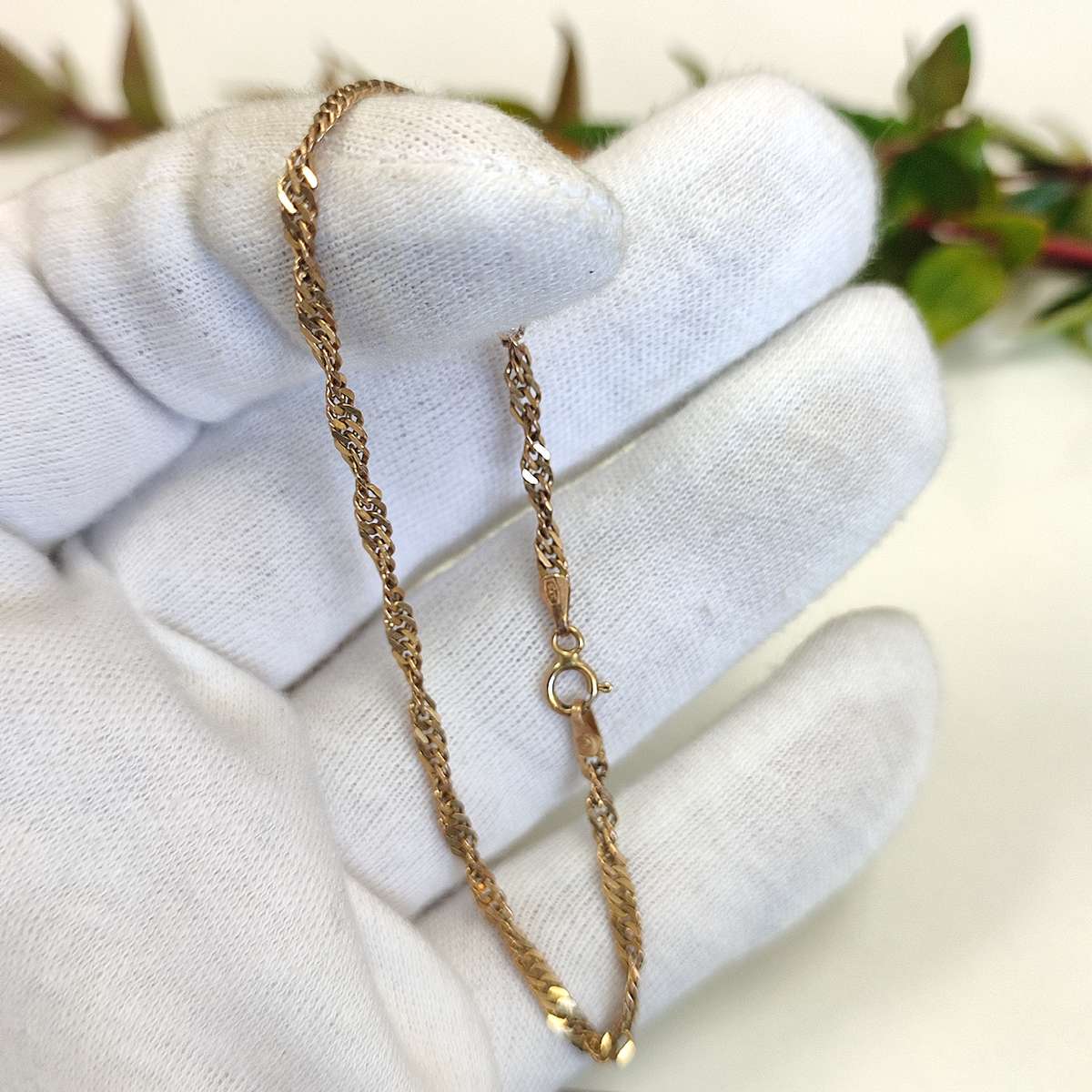 Solid 9ct Yellow Gold Twisted Bracelet #cc018