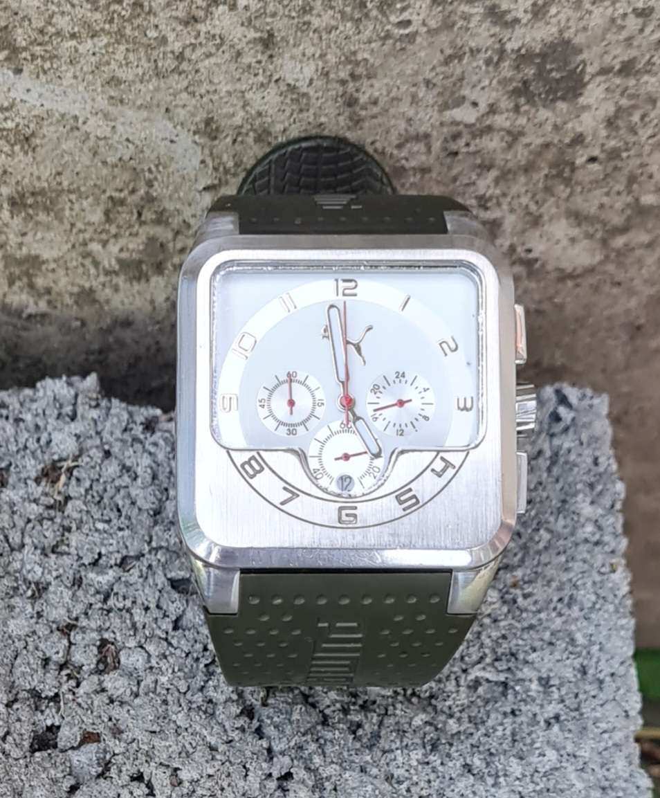 Vintage white dial Puma Stainless steel Motor Sport Collection engine Chronograph Watch