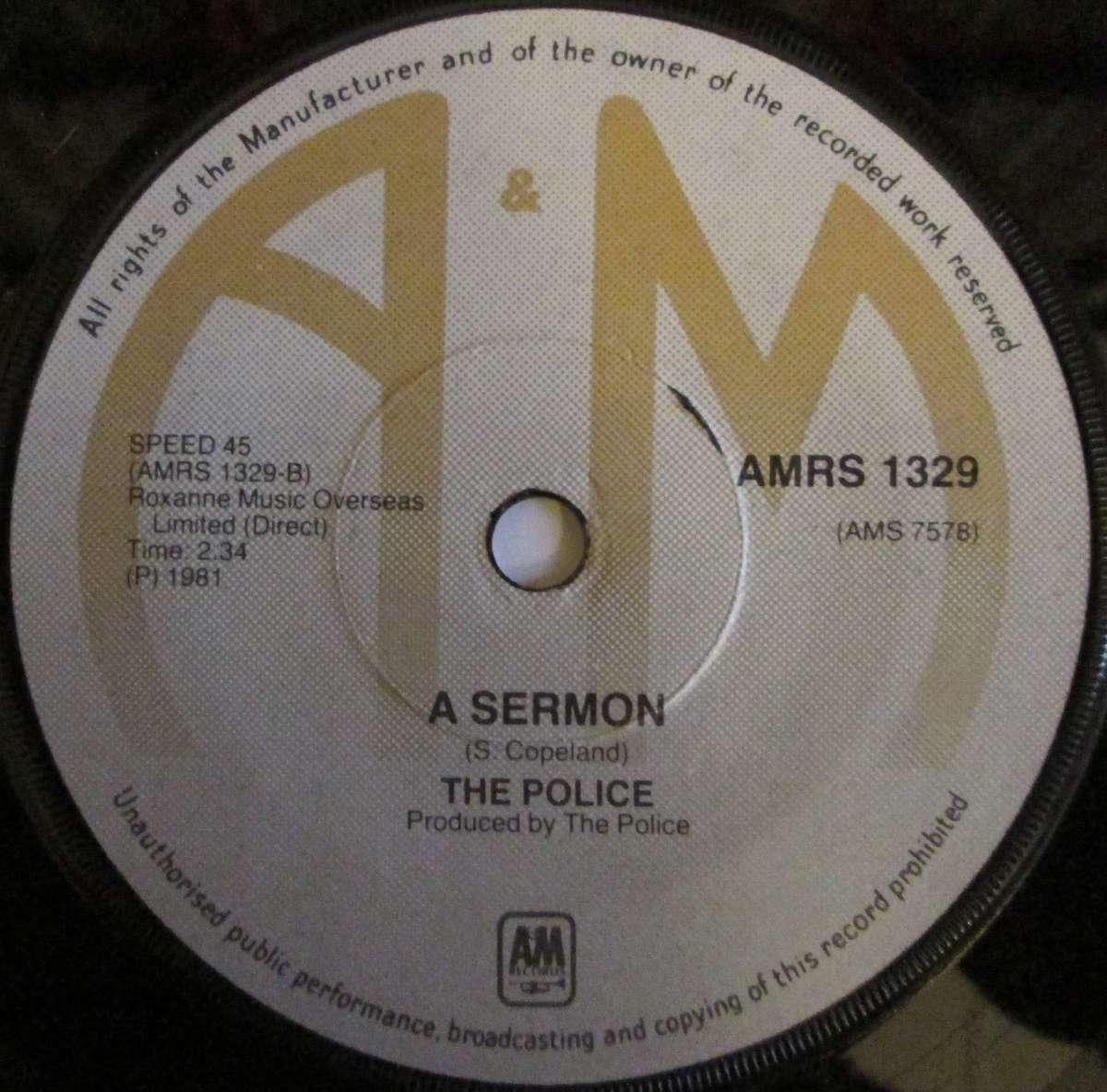 THE POLICE - DE DO DO DO, DE DA DA DA / A SERMON  (7 SINGLE/VINYL)