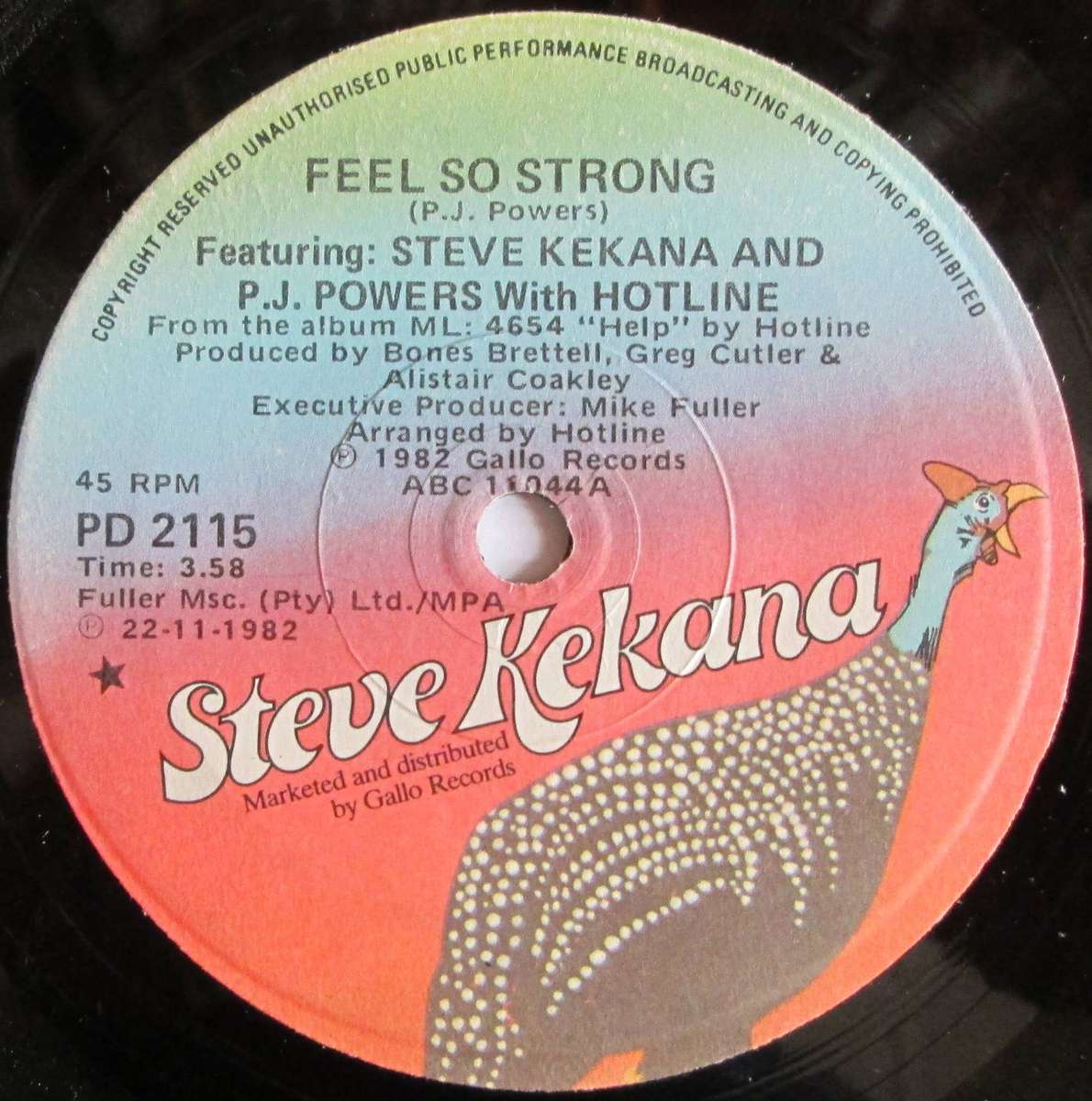 STEVE KEKANA AND P.J. POWERS WITH HOTLINE - FEEL SO STRONG / EMAGARAJI (7 SINGLE/VINYL)