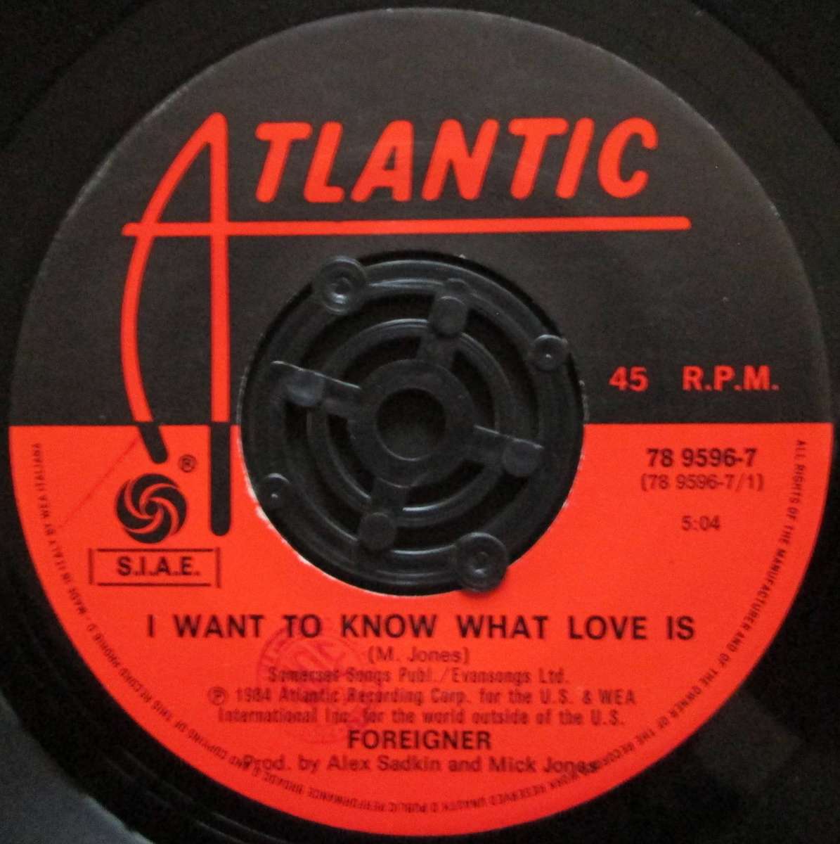 FOREIGNER - I WANT TO KNOW WHAT LOVE IS / STREET THUNDER (7 SINGLE/VINYL)