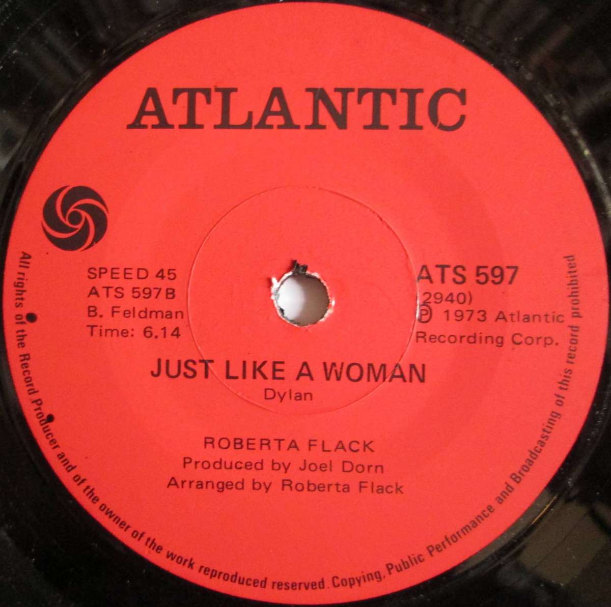 ROBERTA FLACK - KILLING ME SOFTLY WITH THIS SONG / JUST LIKE A WOMAN (7 SINGLE/VINYL)