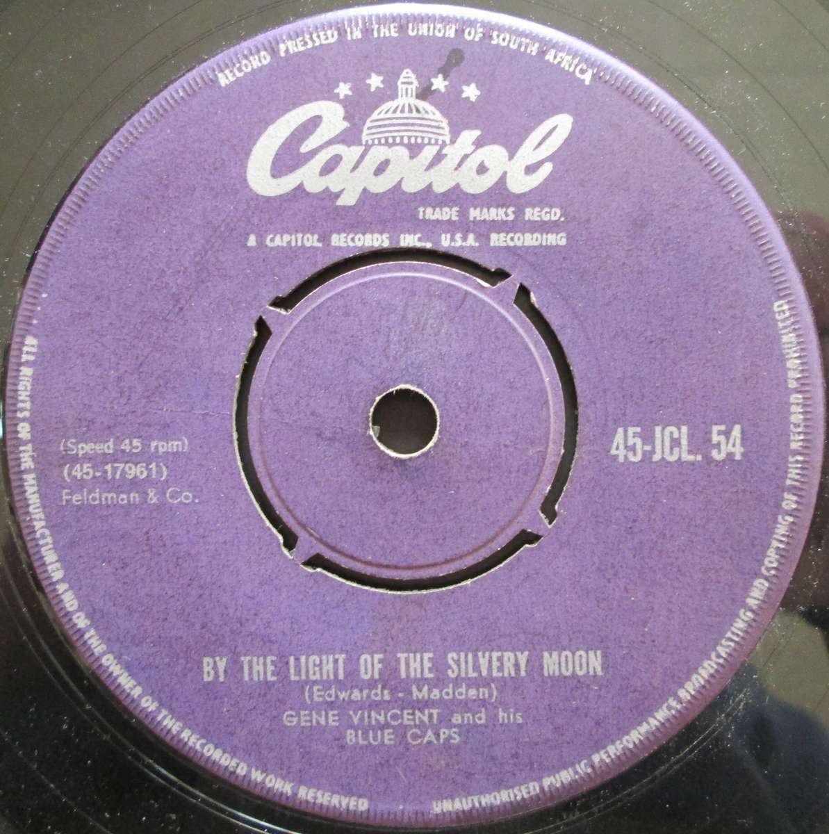 GENE VINCENT AND HIS BLUE CAPS - BY THE LIGHT OF THE SILVERY MOON (7 SINGLE/VINYL)