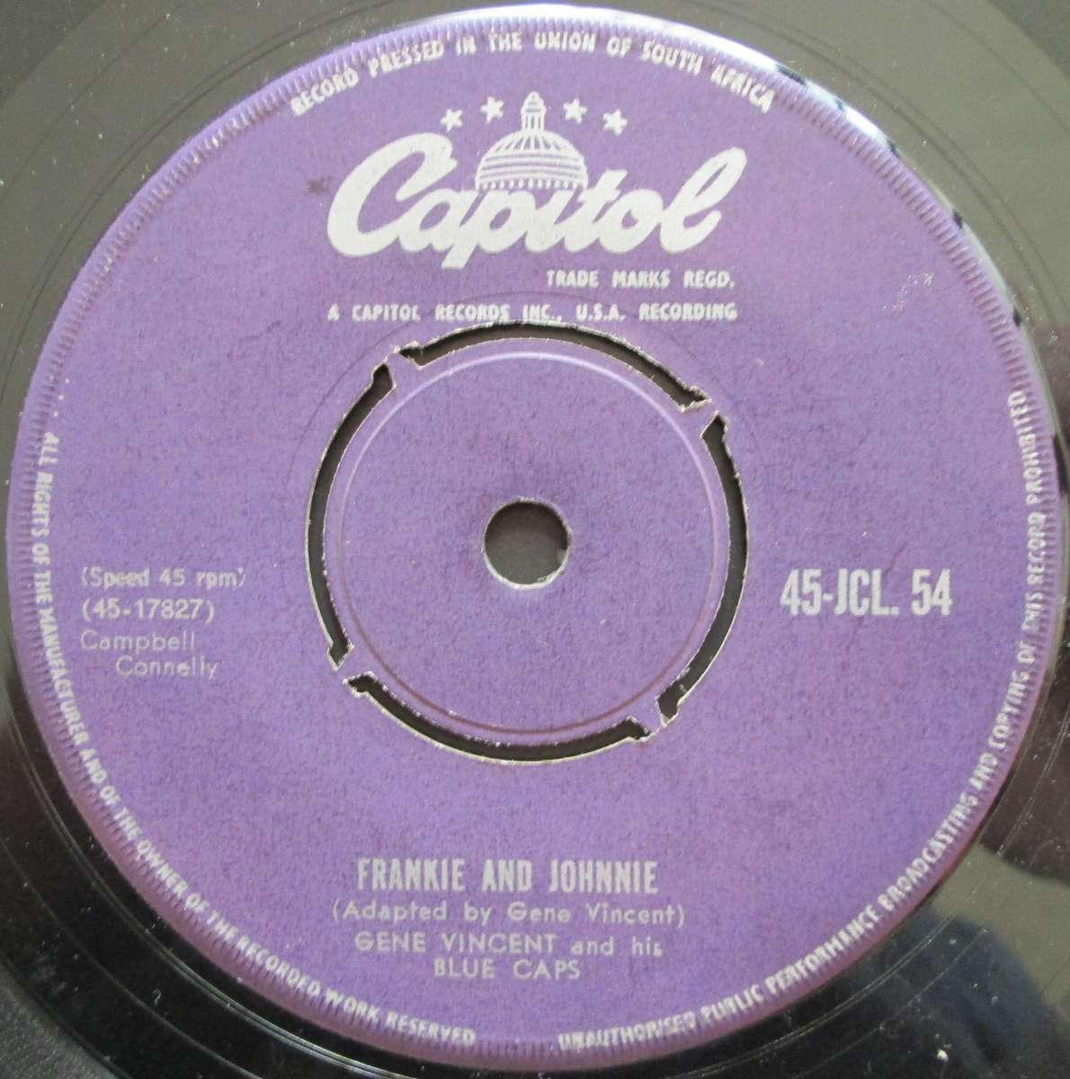 GENE VINCENT AND HIS BLUE CAPS - BY THE LIGHT OF THE SILVERY MOON (7 SINGLE/VINYL)