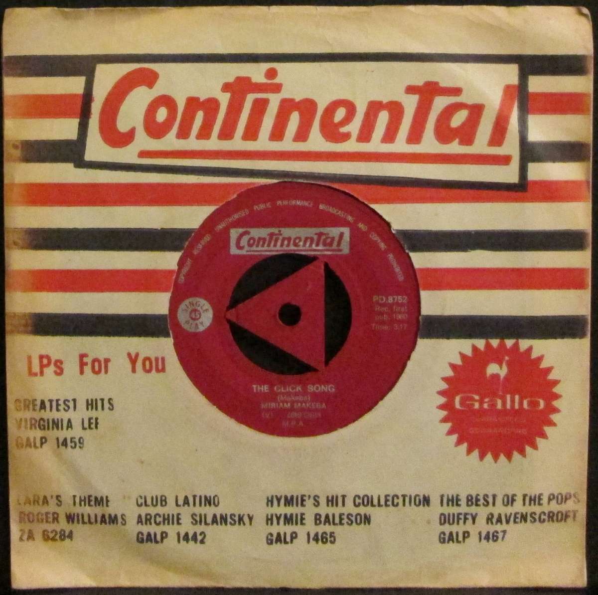 MIRIAM MAKEBA - THE CLICK SONG / MBUSE   (7 SINGLE/VINYL)