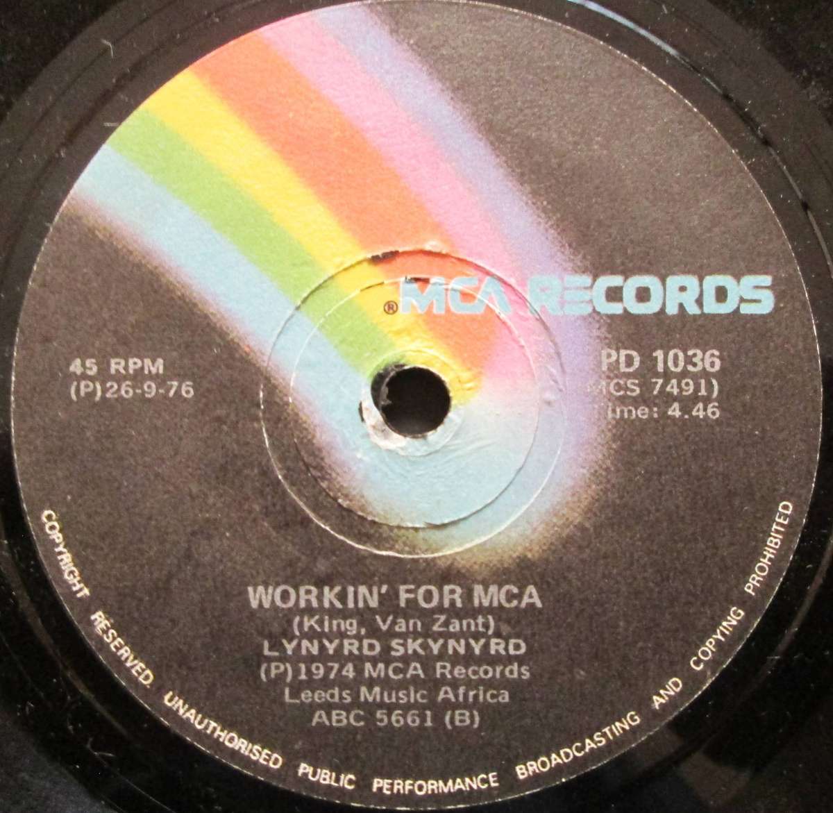LYNYRD SKYNYRD - SWEET HOME ALABAMA / WORKIN FOR MCA (7 SINGLE/VINYL)