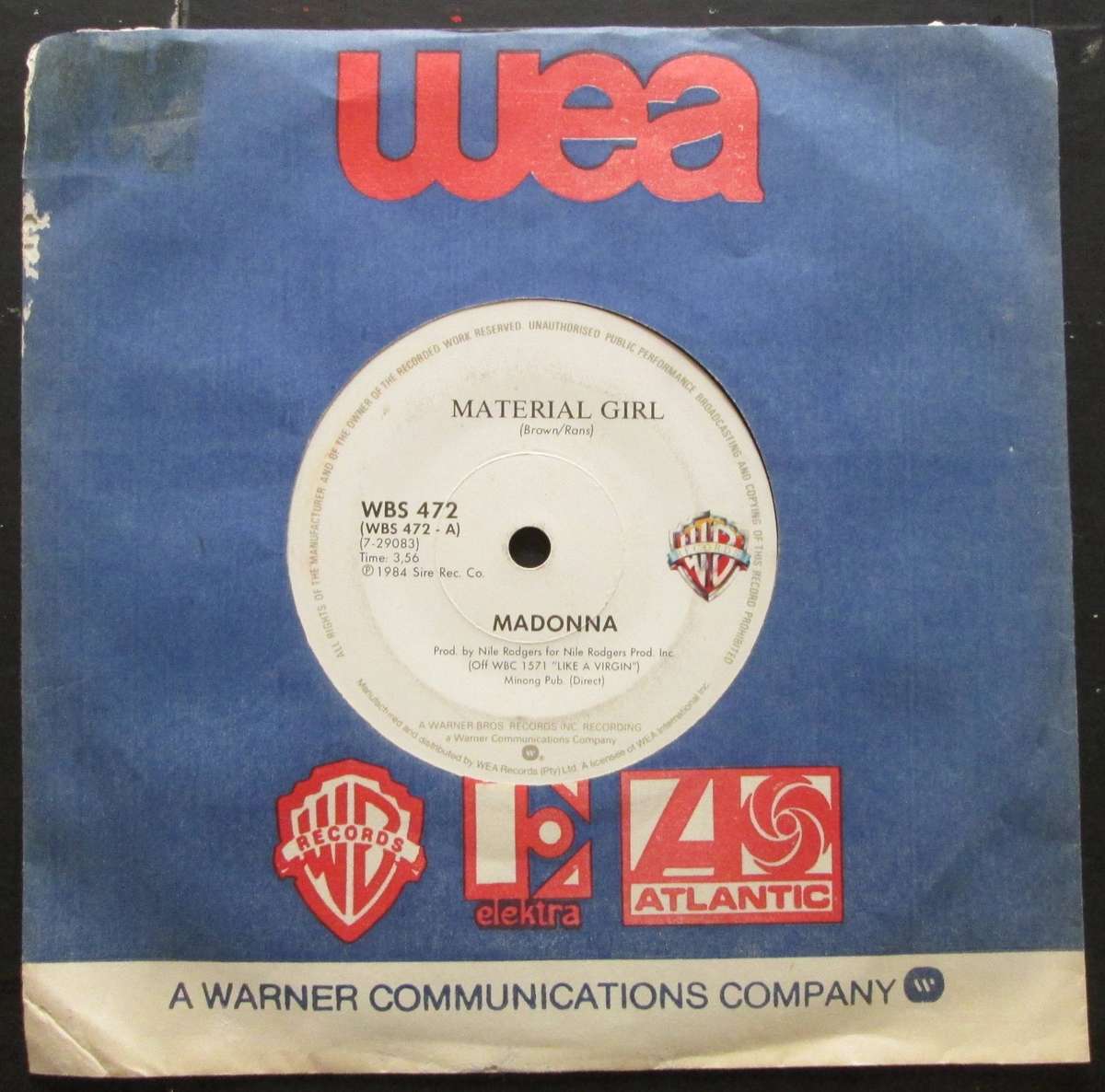 MADONNA - MATERIAL GIRL / PRETENDER (7 SINGLE/VINYL)