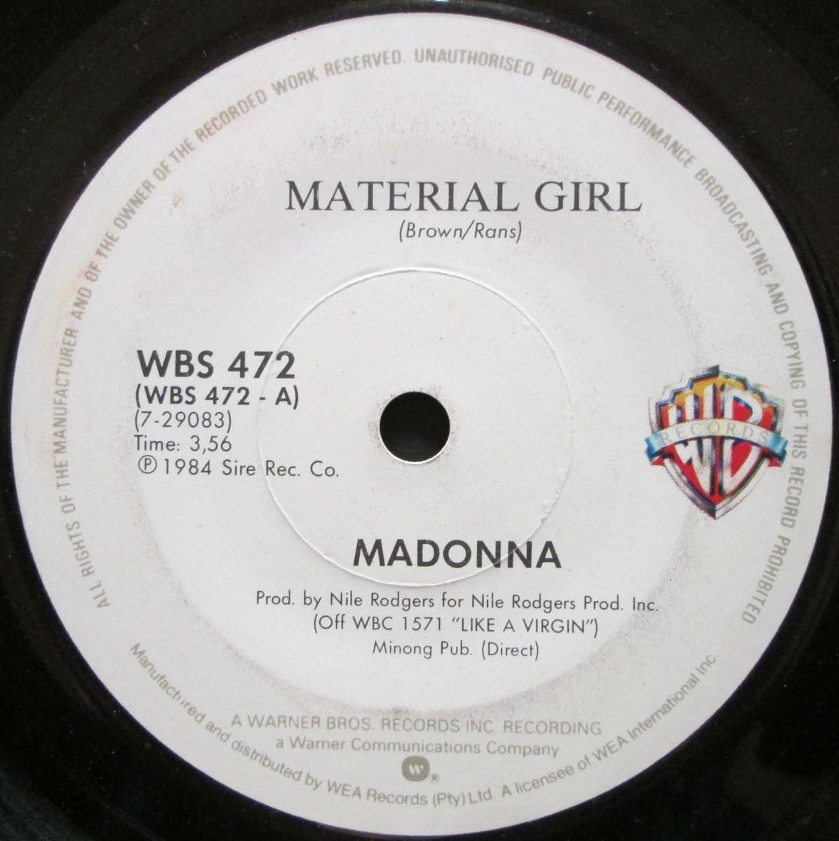 MADONNA - MATERIAL GIRL / PRETENDER (7 SINGLE/VINYL)