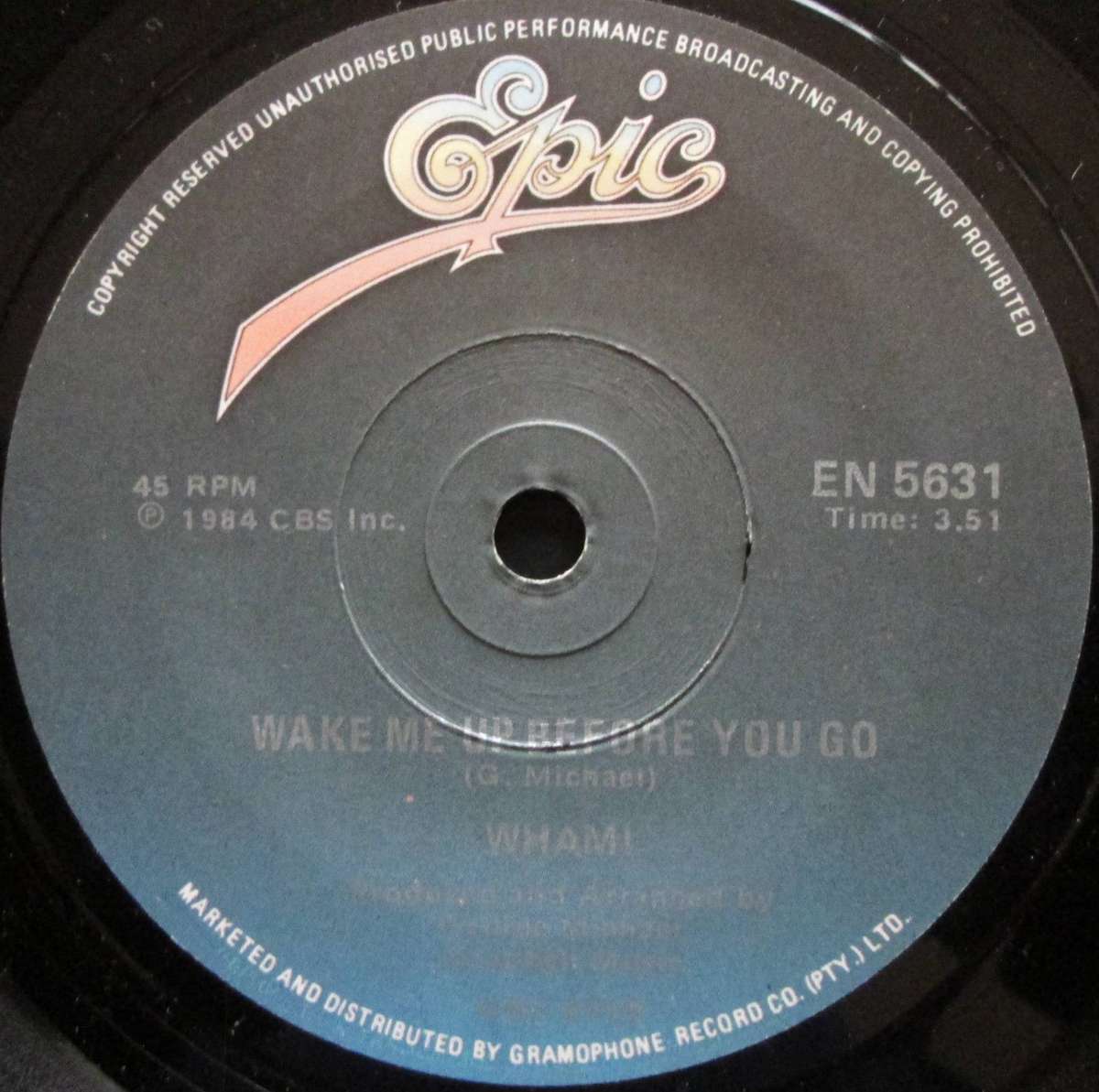 WHAM - WAKE ME UP BEFORE YOU GO-GO / WAKE ME UP BEFORE YOU GO-GO INSTRUMENTAL (7 SINGLE/VINYL)