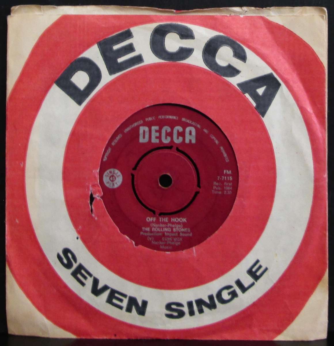 THE ROLLING STONES - OFF THE HOOK / LITTLE RED ROOSTER  (7 SINGLE/VINYL)