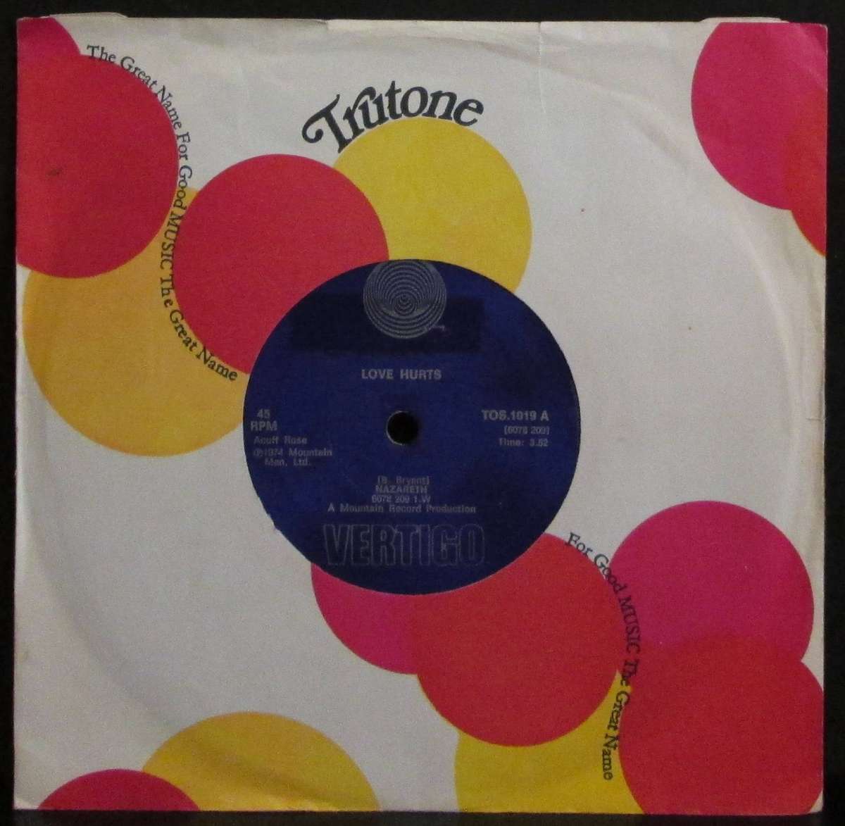 NAZARETH - LOVE HURTS / DOWN (7 SINGLE/VINYL)