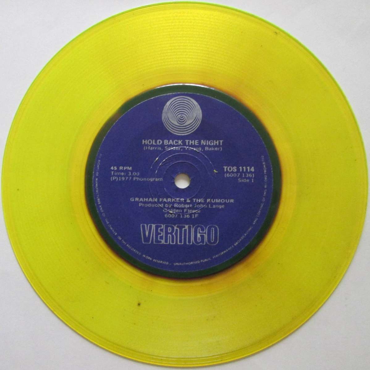 GRAHAM PARKER & THE RUMOUR - HOLD BACK THE NIGHT / (LET ME GET) SWEET ON YOU (7 SINGLE/VINYL)