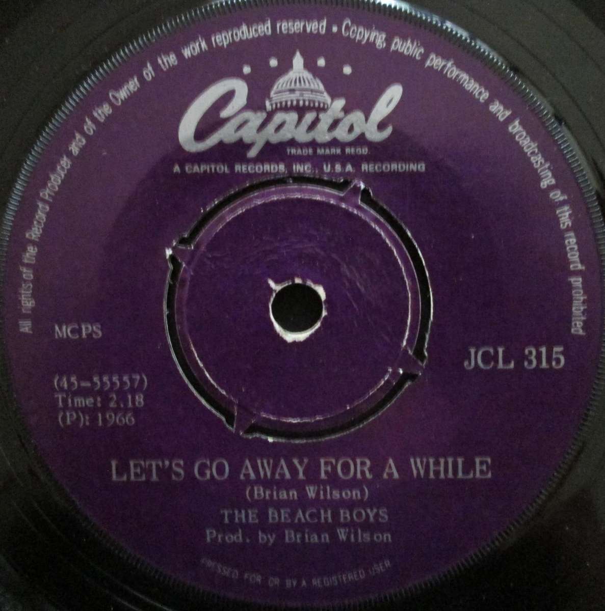 THE BEACH BOYS - GOOD VIBRATIONS / LETS GO AWAY FOR A WHILE (7 SINGLE/VINYL)