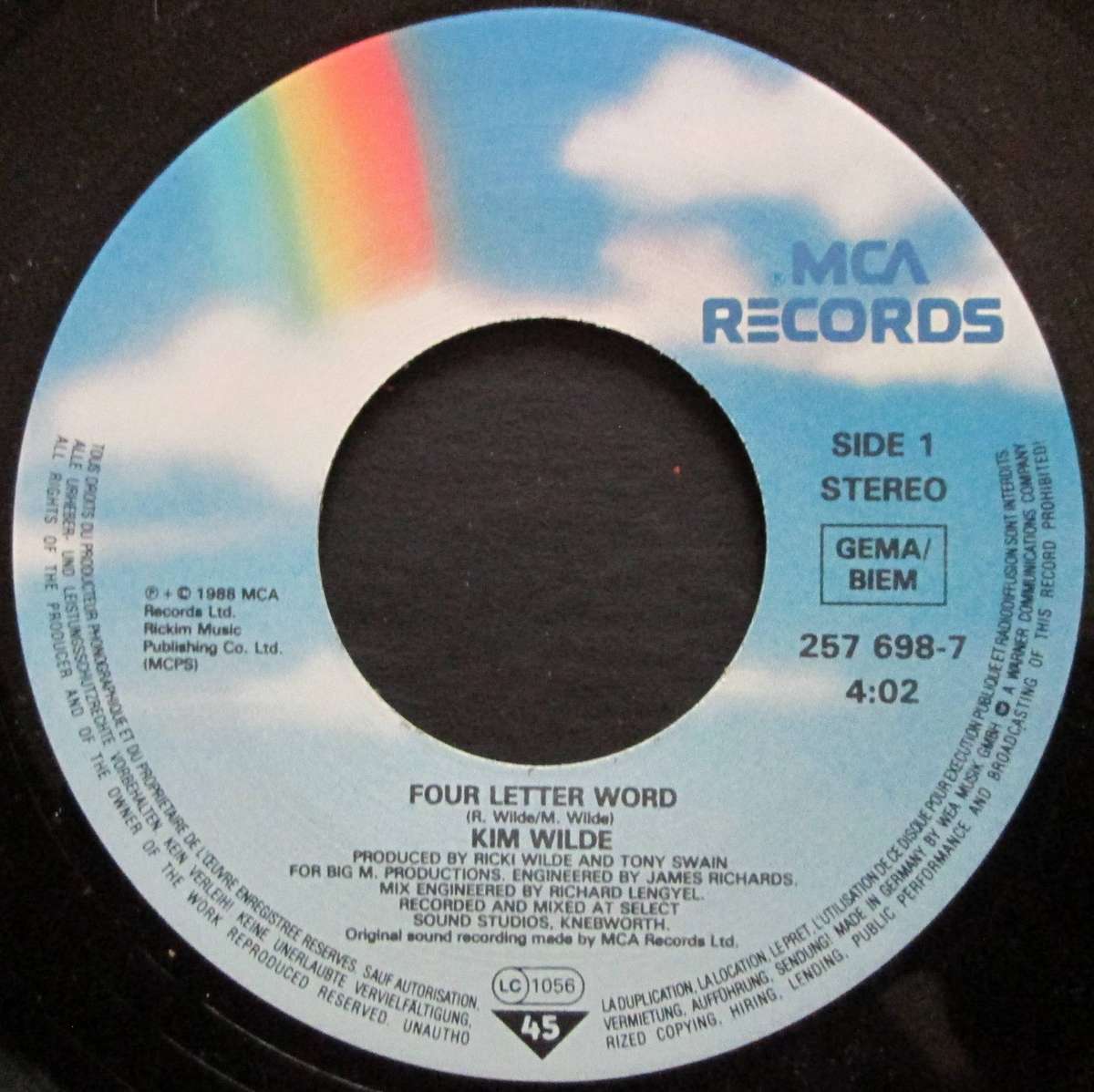 KIM WILDE - FOUR LETTER WORD  (7 SINGLE/VINYL)