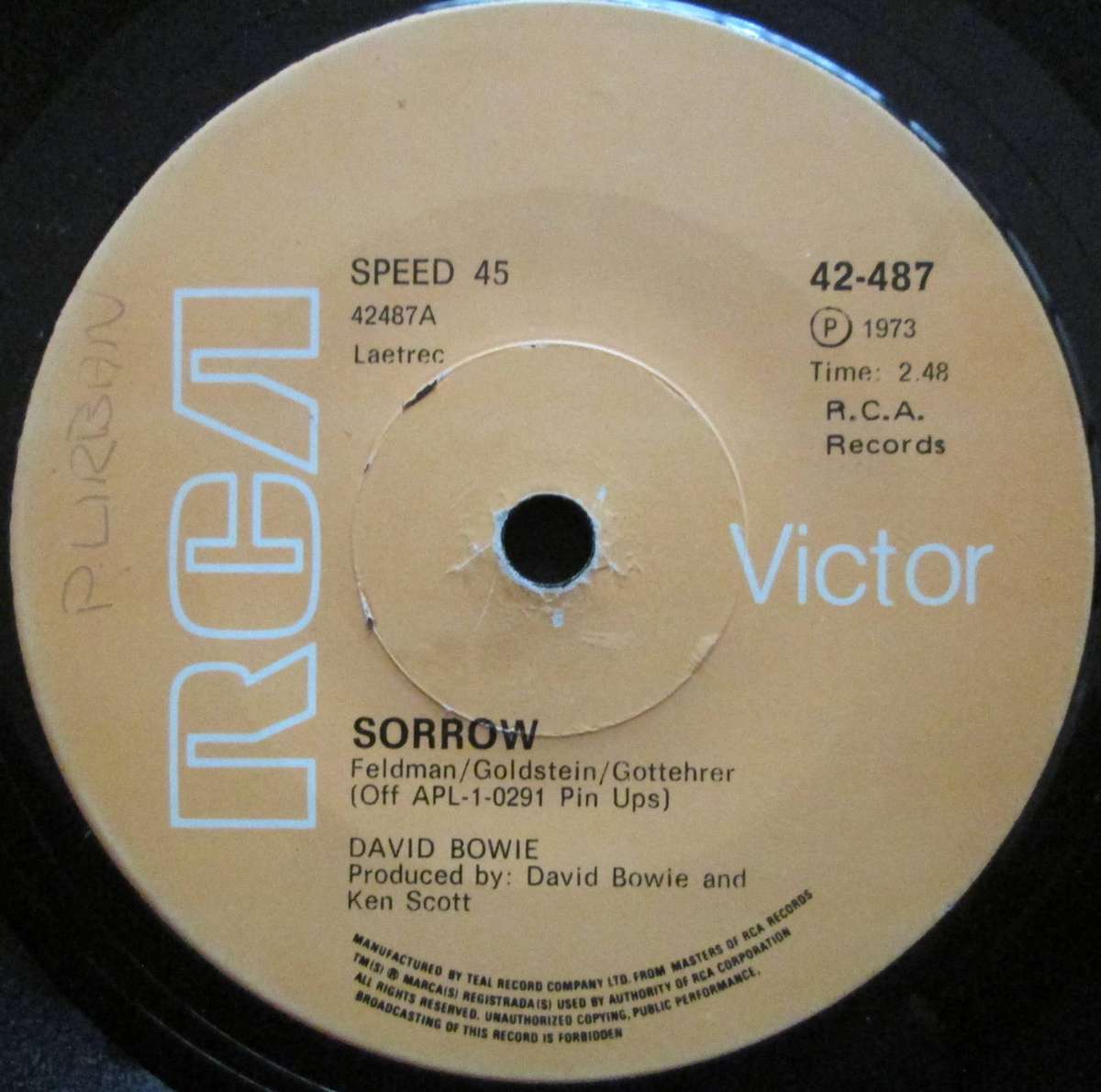 DAVID BOWIE - SORROW / PORT OF AMSTERDAM  (7 SINGLE/VINYL)