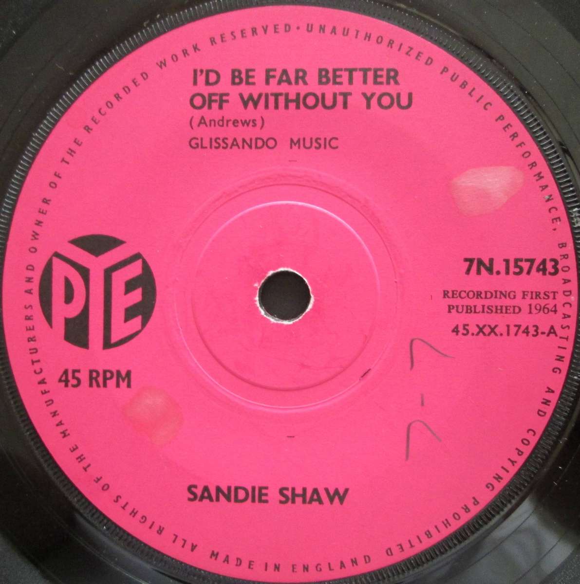 SANDIE SHAW -  ID BE FAR BETTER OFF WITHOUT YOU / GIRL DONT COME (7 SINGLE/VINYL)