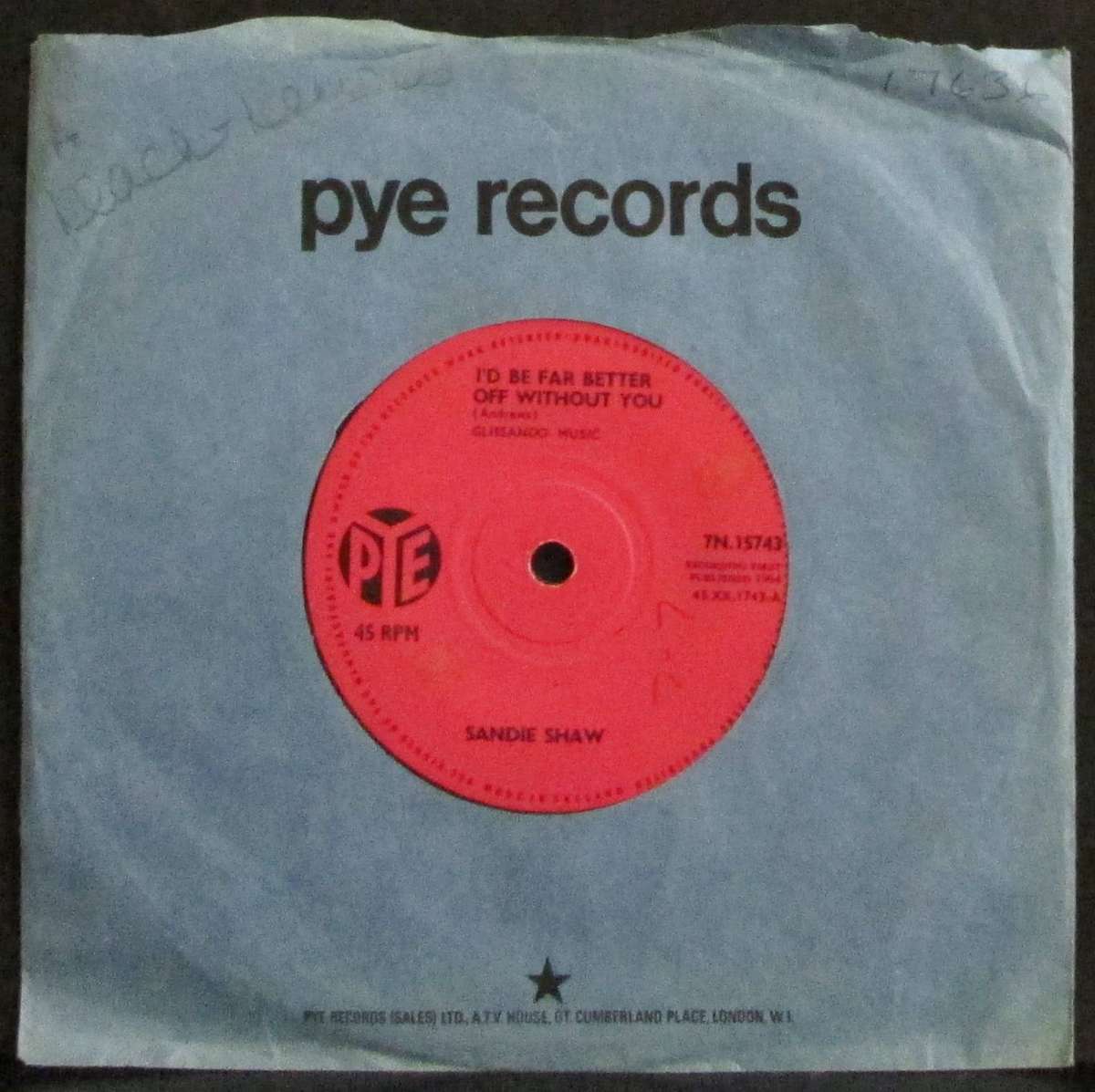 SANDIE SHAW -  ID BE FAR BETTER OFF WITHOUT YOU / GIRL DONT COME (7 SINGLE/VINYL)