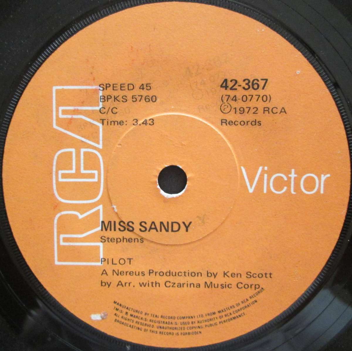 PILOT - RIDER / MISS SANDY  (7 SINGLE/VINYL)