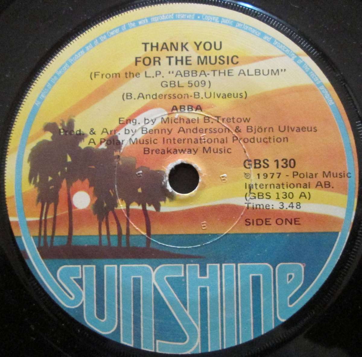 ABBA - THANK YOU FOR THE MUSIC / EAGLE    (7 SINGLE/VINYL)