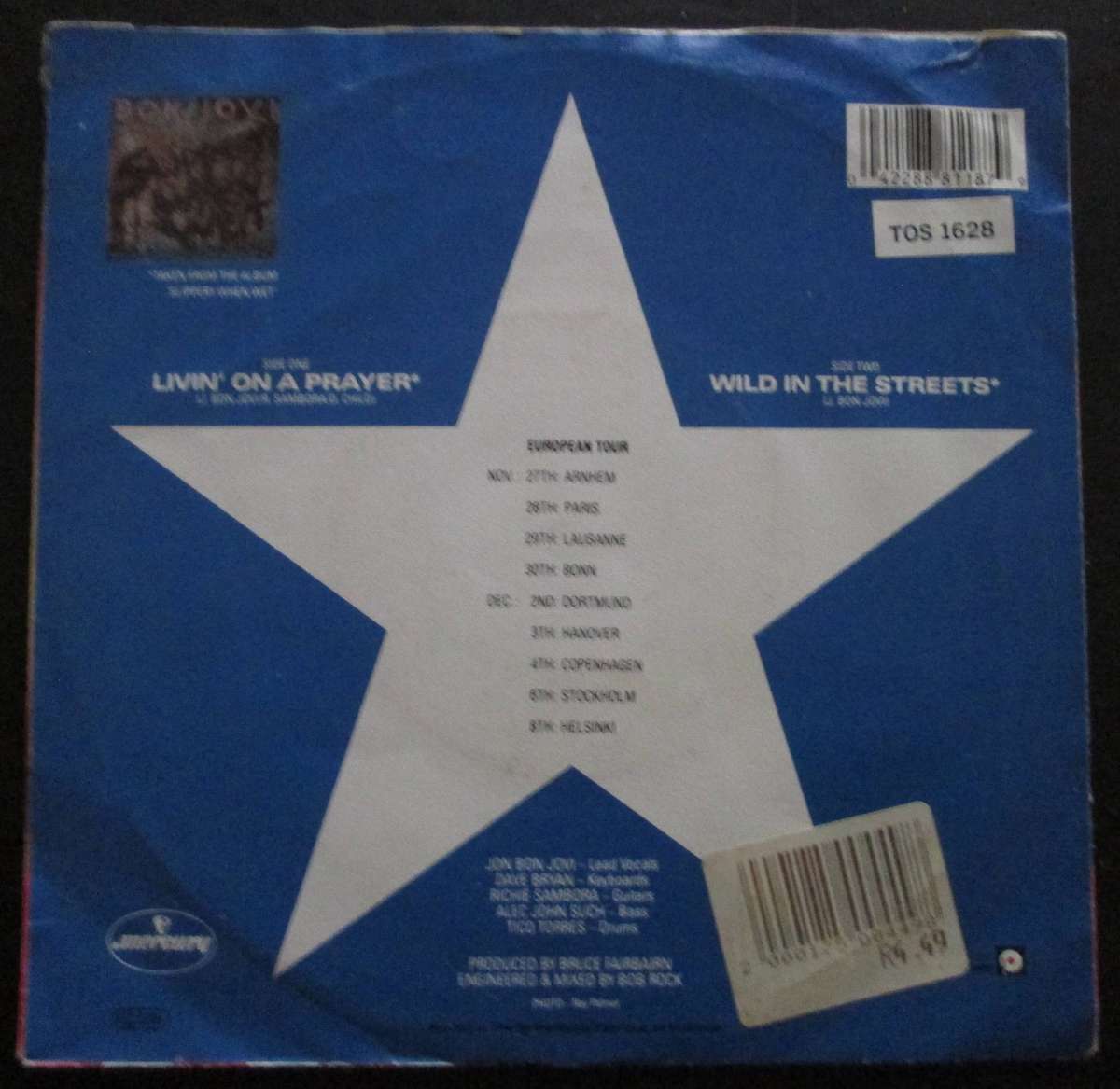 BON JOVI - LIVIN ON A PRAYER / WILD IN THE STREETS (7 SINGLE/VINYL)