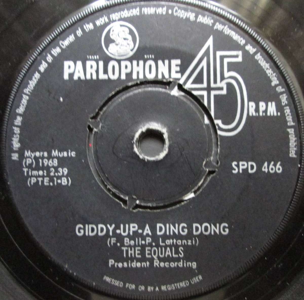 THE EQUALS - BABY, COME BACK / GIDDYUP-A DING DONG   (7 SINGLE/VINYL)