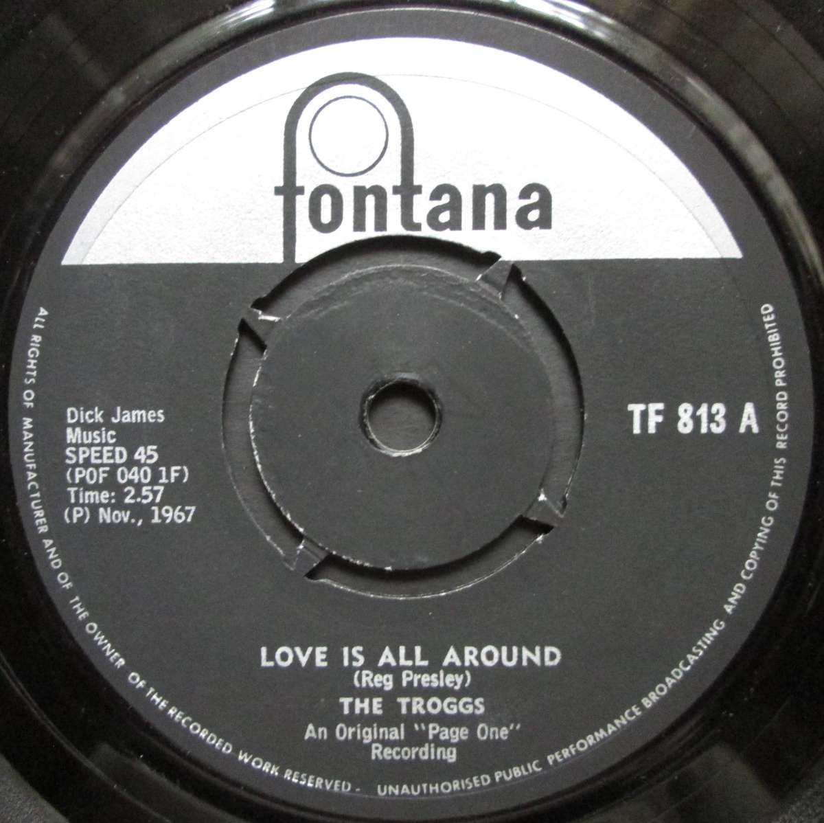 THE TROGGS - LOVE IS ALL AROUND / WHEN WILL THE RAIN COME  (7 SINGLE/VINYL)