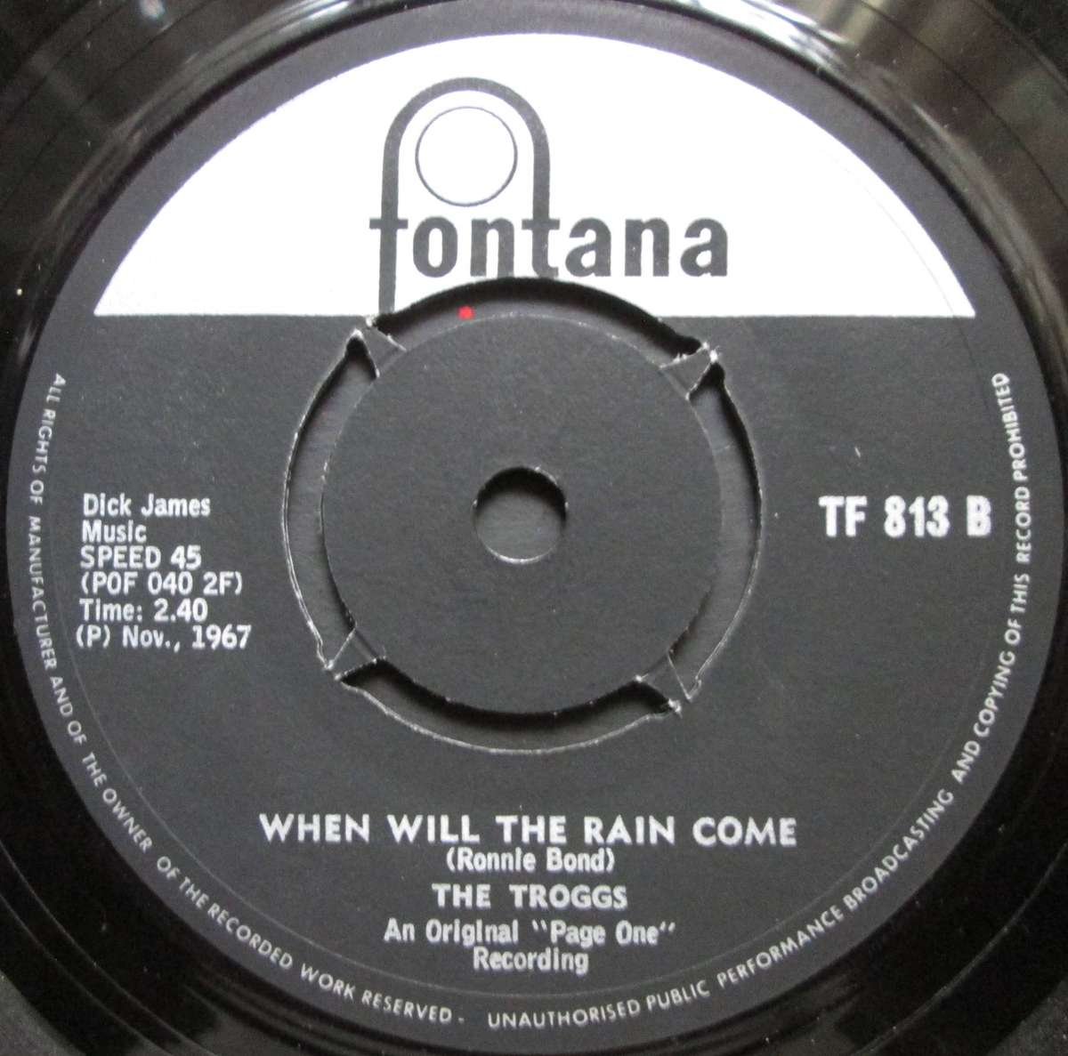 THE TROGGS - LOVE IS ALL AROUND / WHEN WILL THE RAIN COME  (7 SINGLE/VINYL)