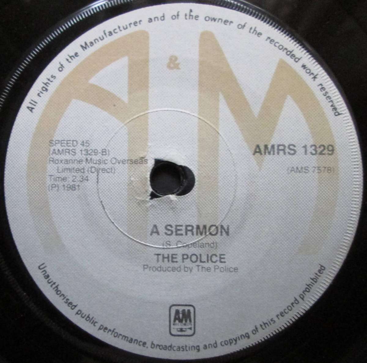 THE POLICE - DE DO DO DO DE DA DA DA / A SERMON  (7 SINGLE/VINYL)