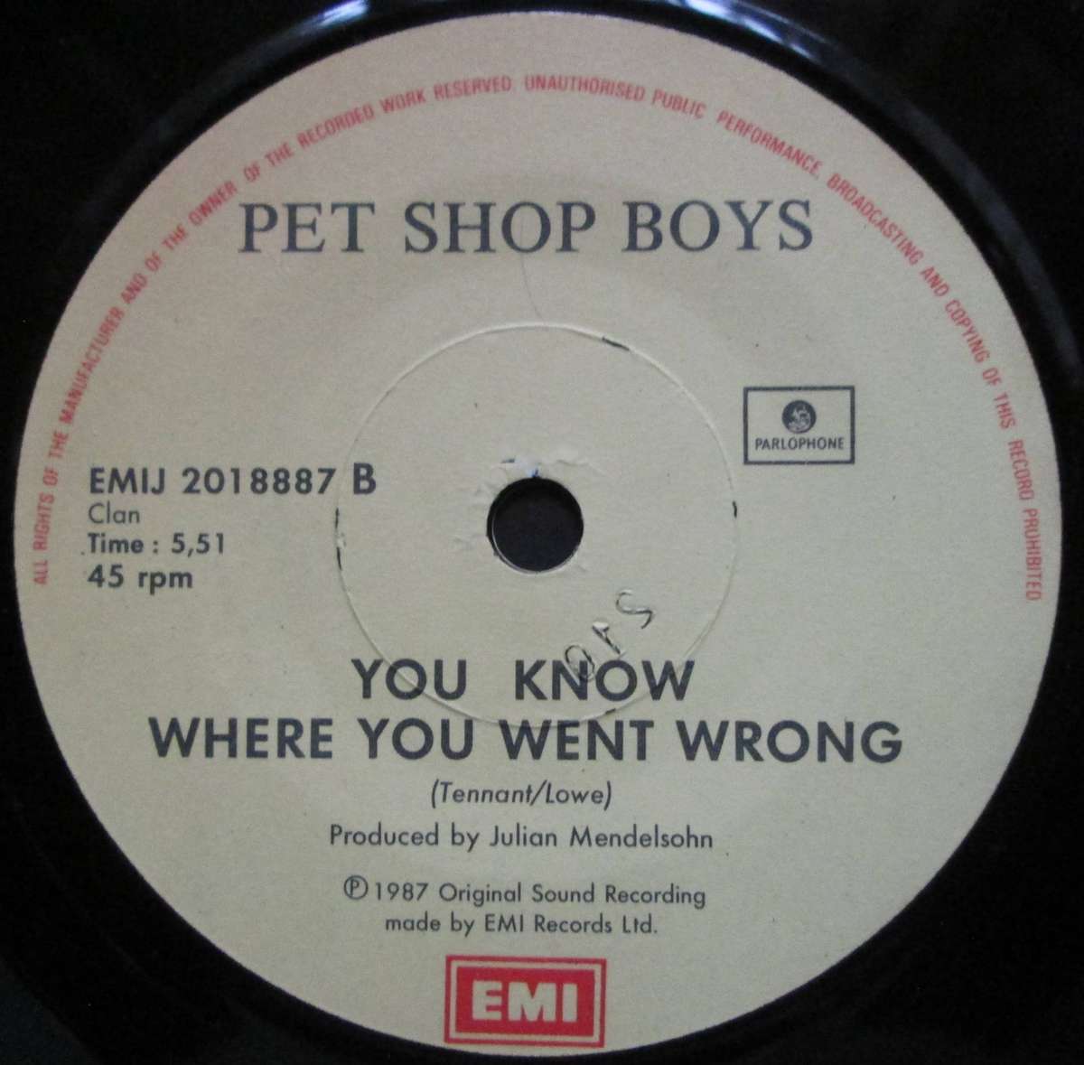 PET SHOP BOYS  - ITS A SIN / YOU KNOW WHERE YOU WENT WRONG (7 SINGLE/VINYL)