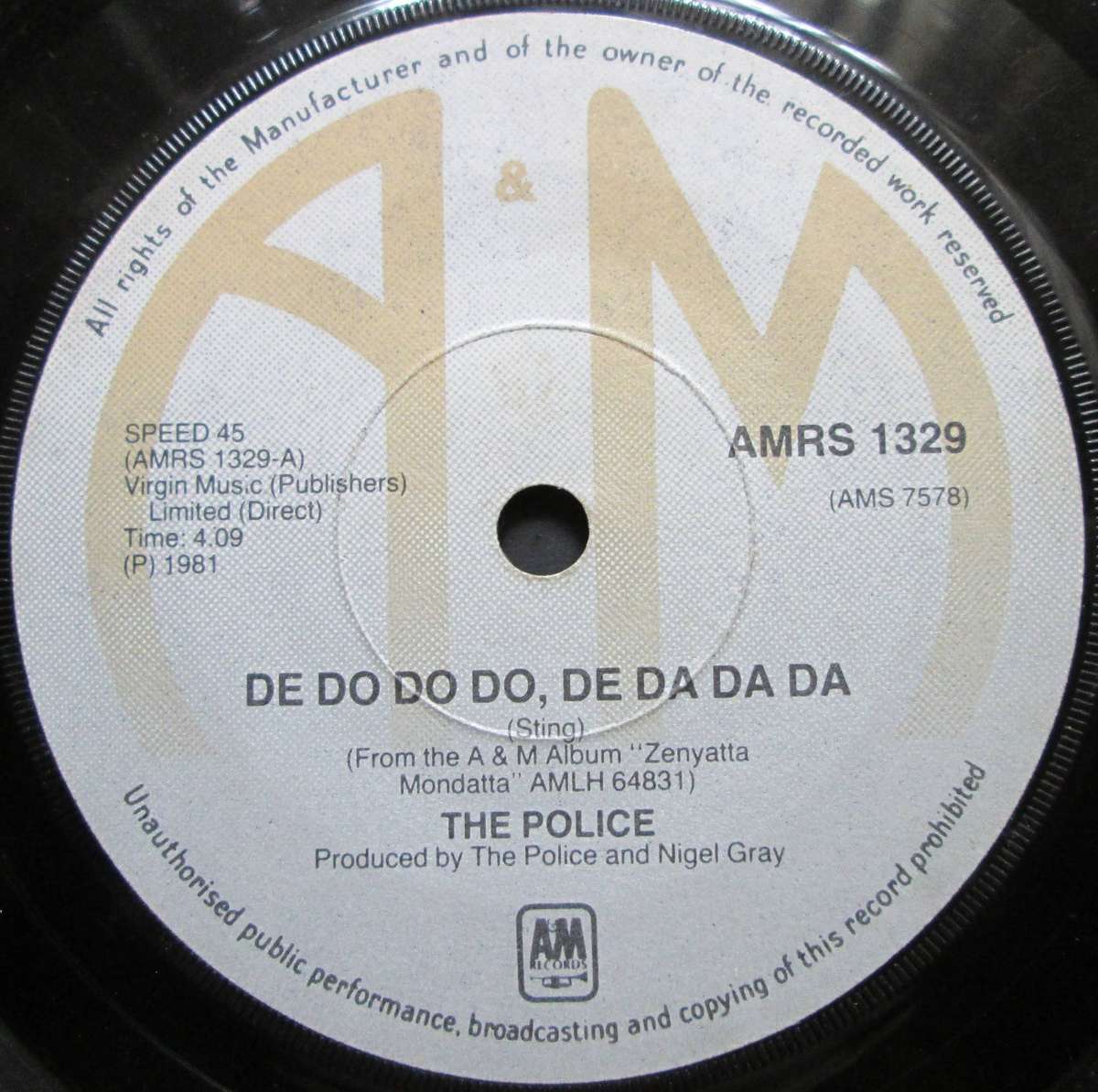 THE POLICE  -  DE DO DO DO, DE DA DA DA / A SERMON   (7 SINGLE/VINYL)