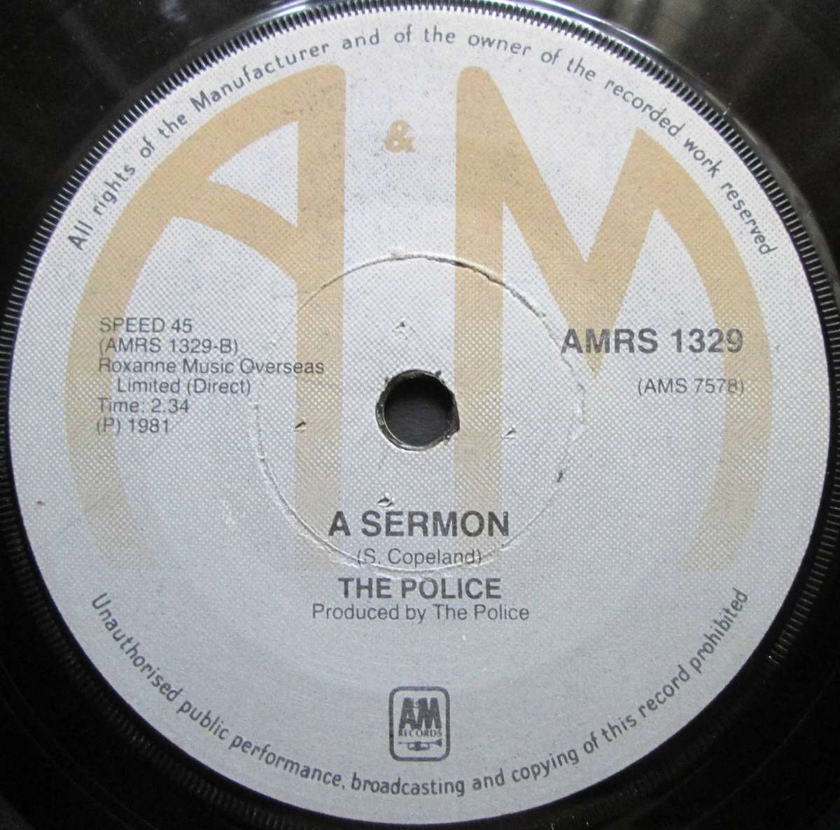 THE POLICE  -  DE DO DO DO, DE DA DA DA / A SERMON   (7 SINGLE/VINYL)