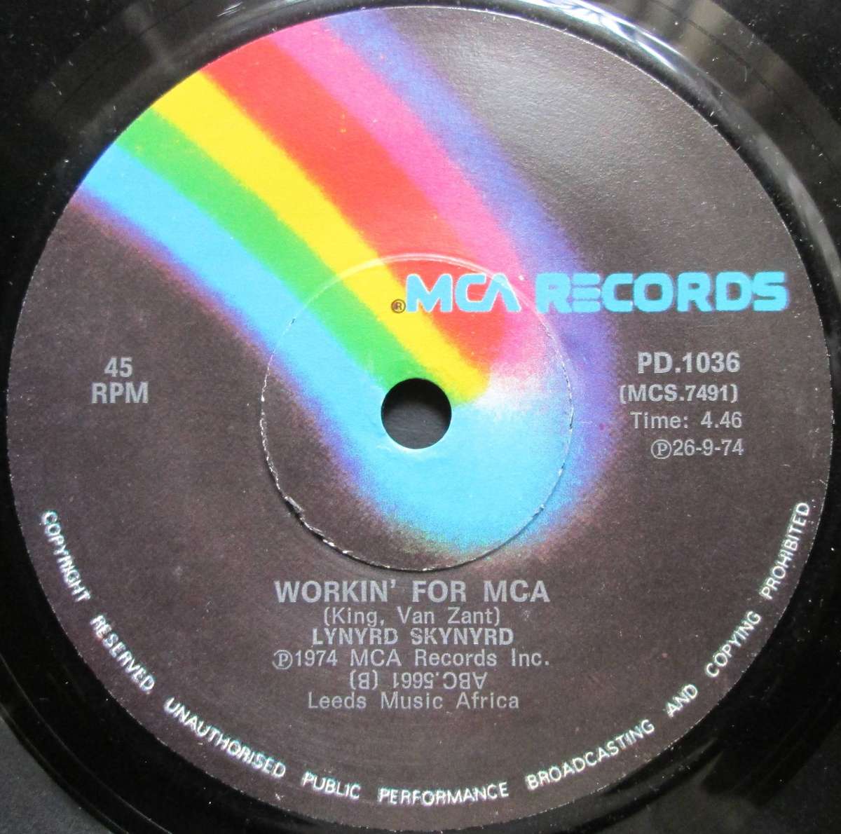 LYNYRD SKYNYRD - SWEET HOME ALABAMA / WORKIN FOR MCA   (7 SINGLE/VINYL)