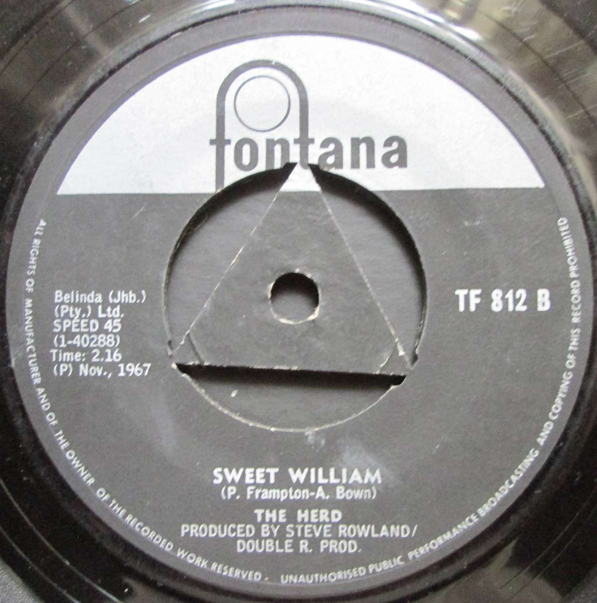 THE HERD -  FROM THE UNDERWORLD / SWEET WILLIAM    (7 SINGLE/VINYL)