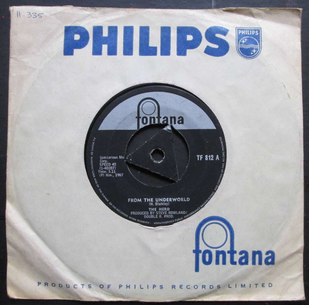 THE HERD -  FROM THE UNDERWORLD / SWEET WILLIAM    (7 SINGLE/VINYL)