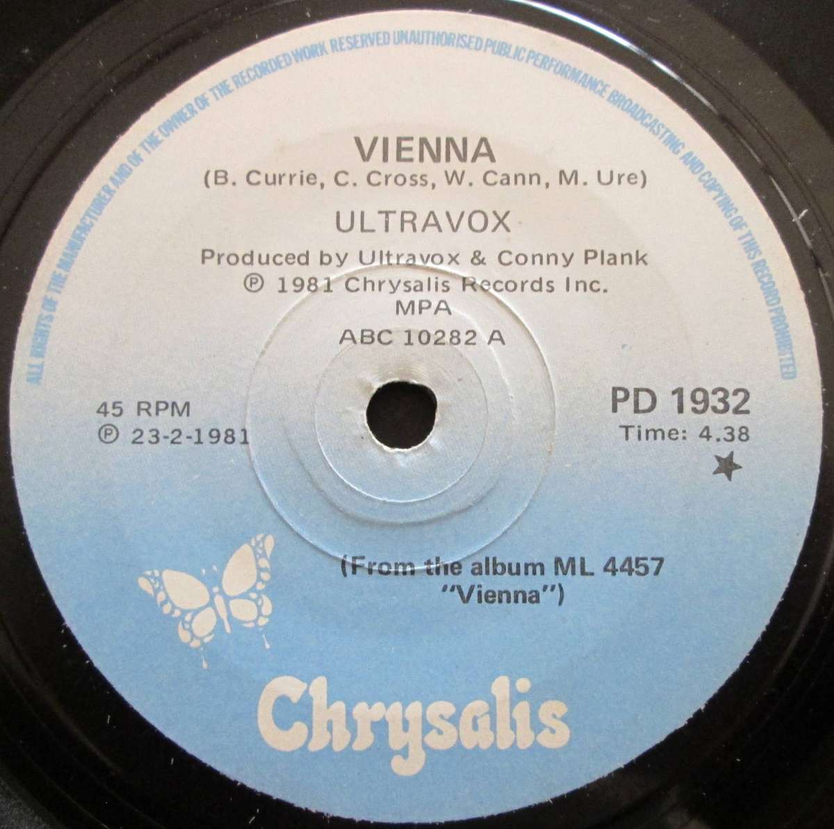 ULTRAVOX - VIENNA /PASSIONATE REPLY   (7 SINGLE/VINYL)