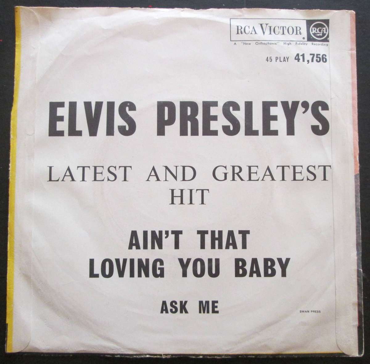 ELVIS PRESLEY - AINT THAT LOVING YOU BABY / ASK ME  (7 SINGLE/VINYL)
