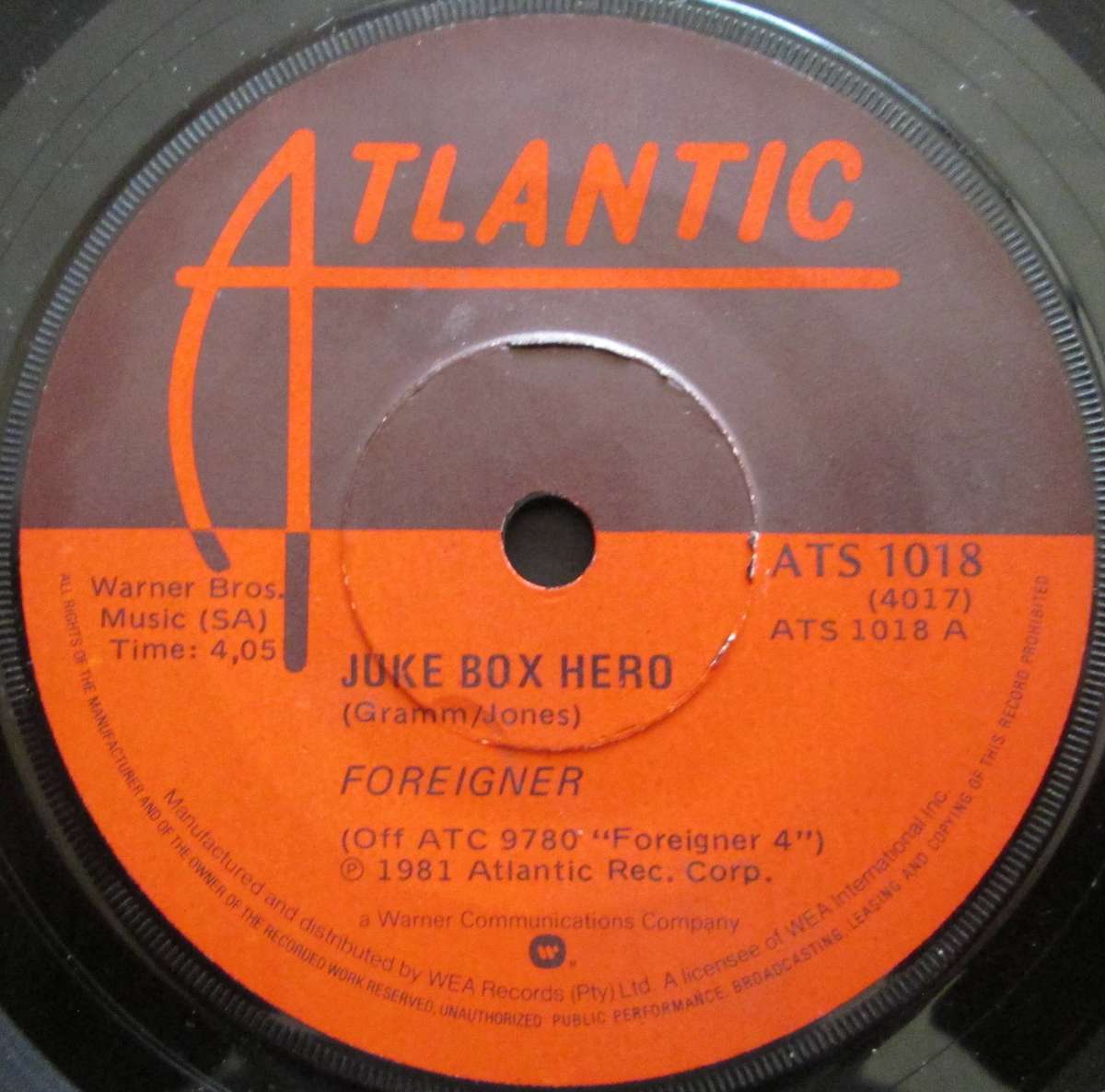 FOREIGNER - JUKE BOX HERO / NIGHT LIFE   (7 SINGLE/VINYL)