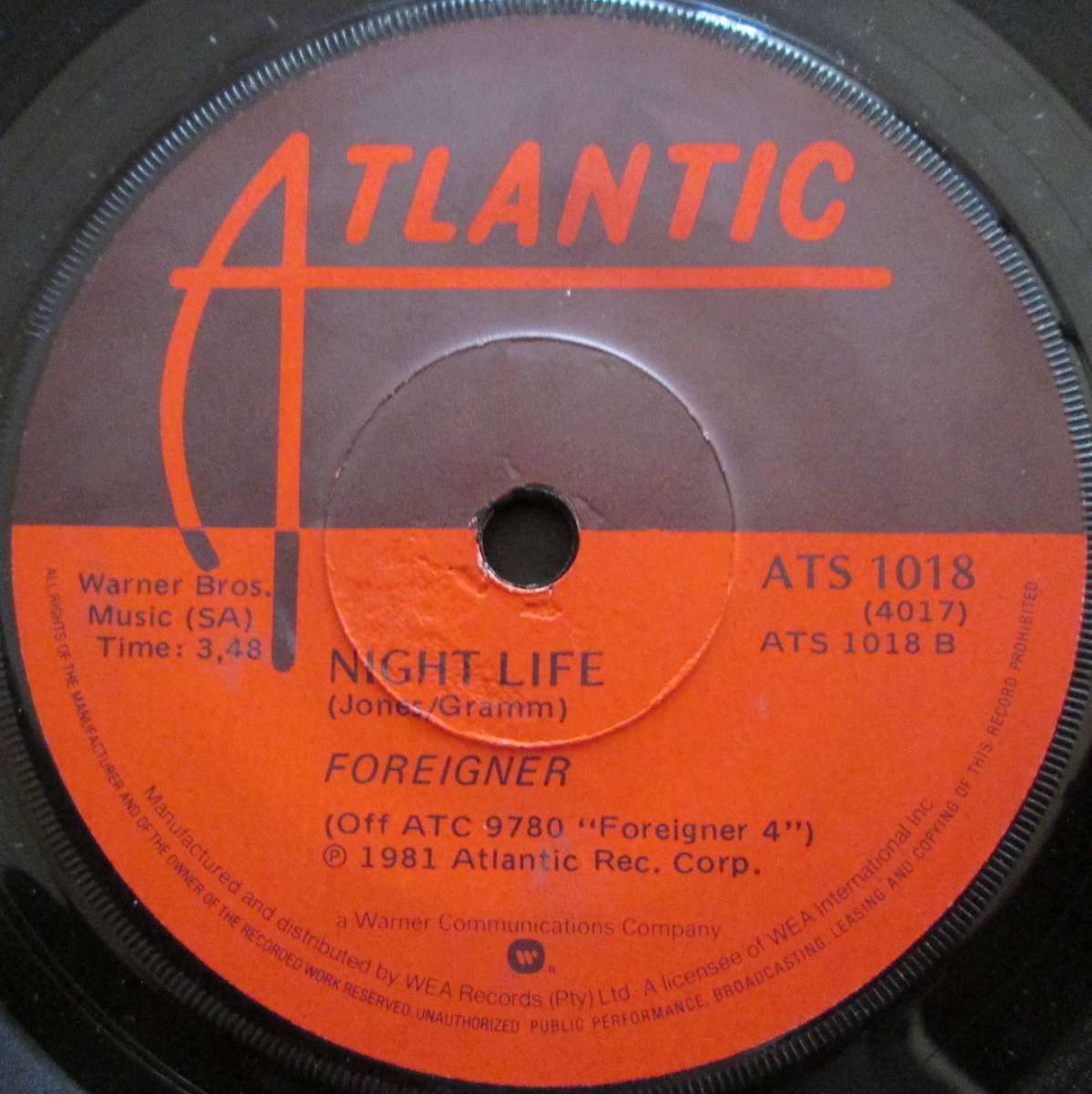 FOREIGNER - JUKE BOX HERO / NIGHT LIFE   (7 SINGLE/VINYL)