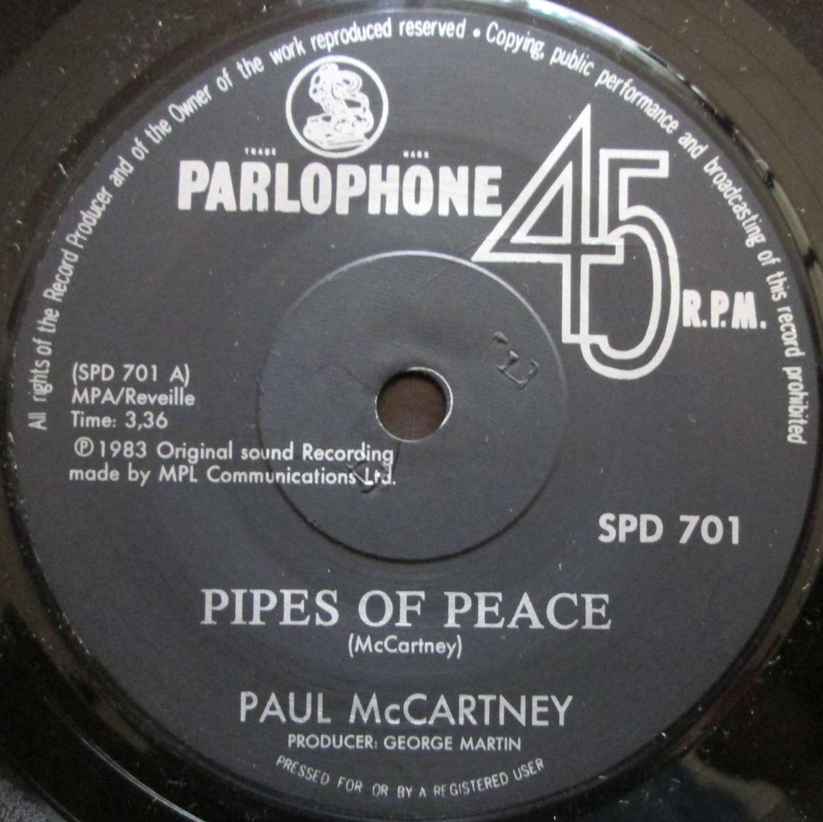 PAUL McCARTNEY - PIPES OF PEACE / SO BAD (7 SINGLE/VINYL)