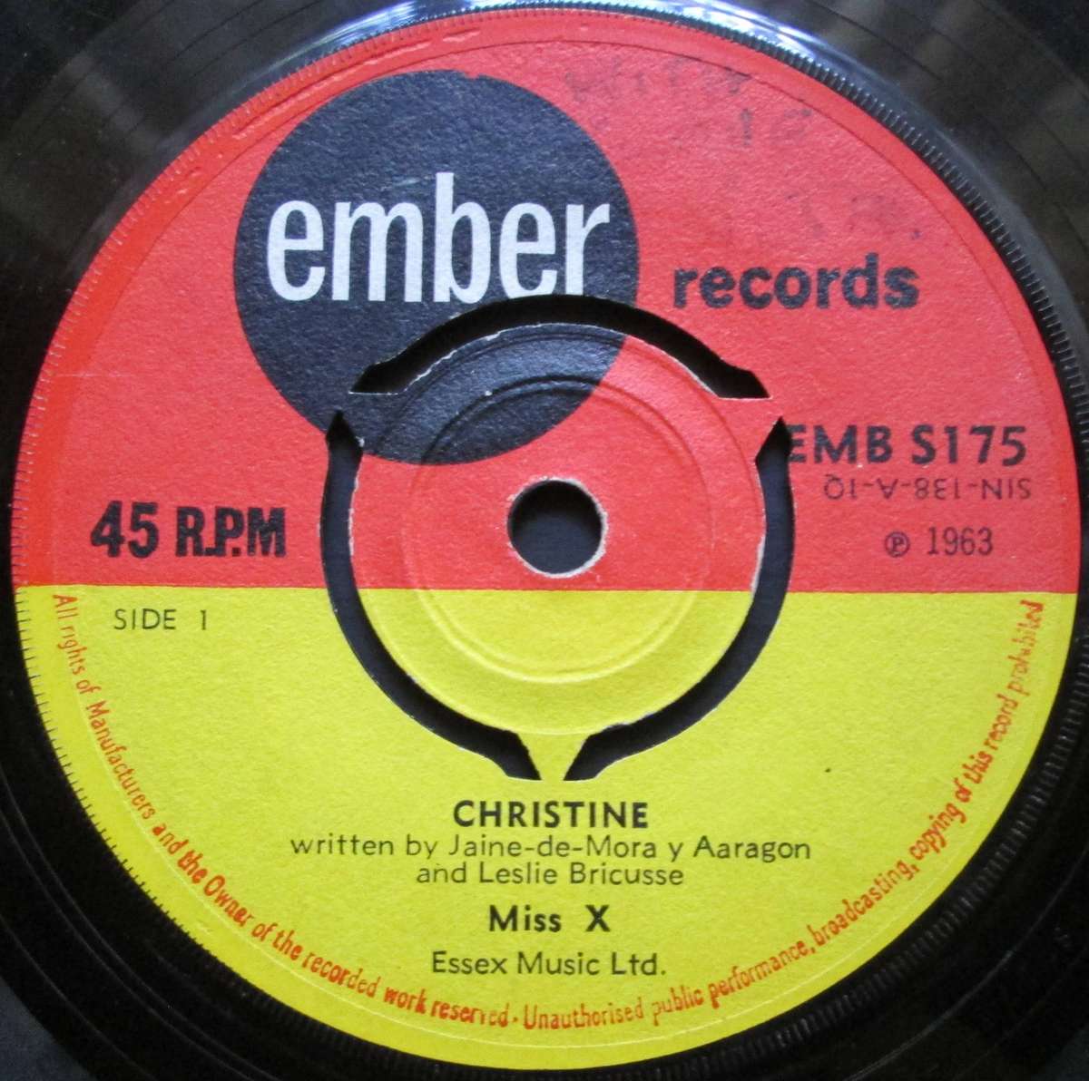 MISS X - CHRISTINE / S.E.X.  (7 SINGLE/VINYL)
