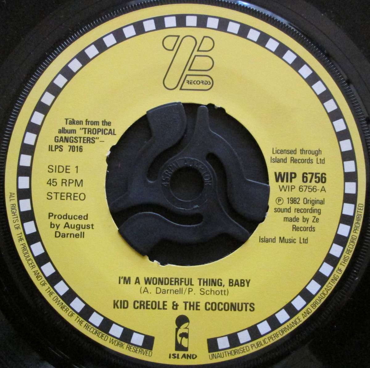 KID CREOLE & THE COCONUTS - IM A WONDERFUL THING (BABY) / TABLE MANNERS  (7 SINGLE/VINYL)