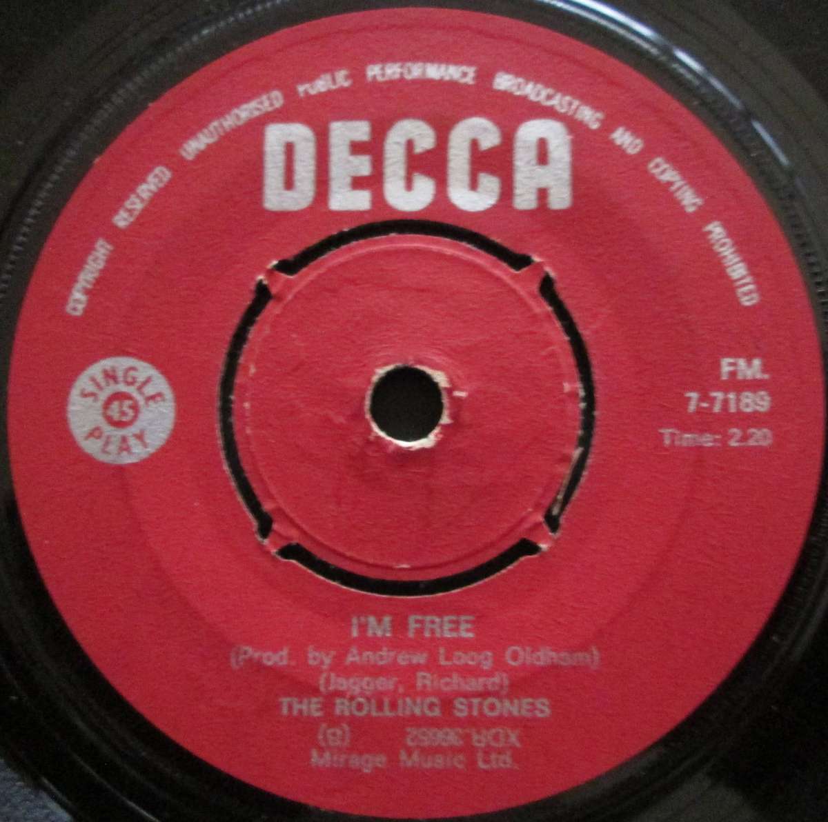 THE ROLLING STONES - GET OFF MY CLOUD / IM FREE  (7 SINGLE/VINYL)