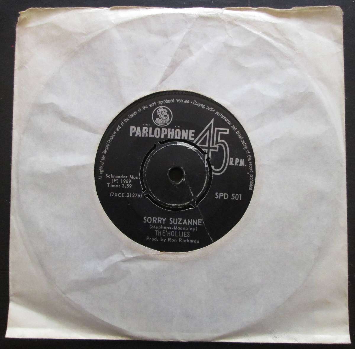 THE HOLLIES - SORRY SUZANNE / NOT THAT WAY AT ALL    (7 SINGLE/VINYL)