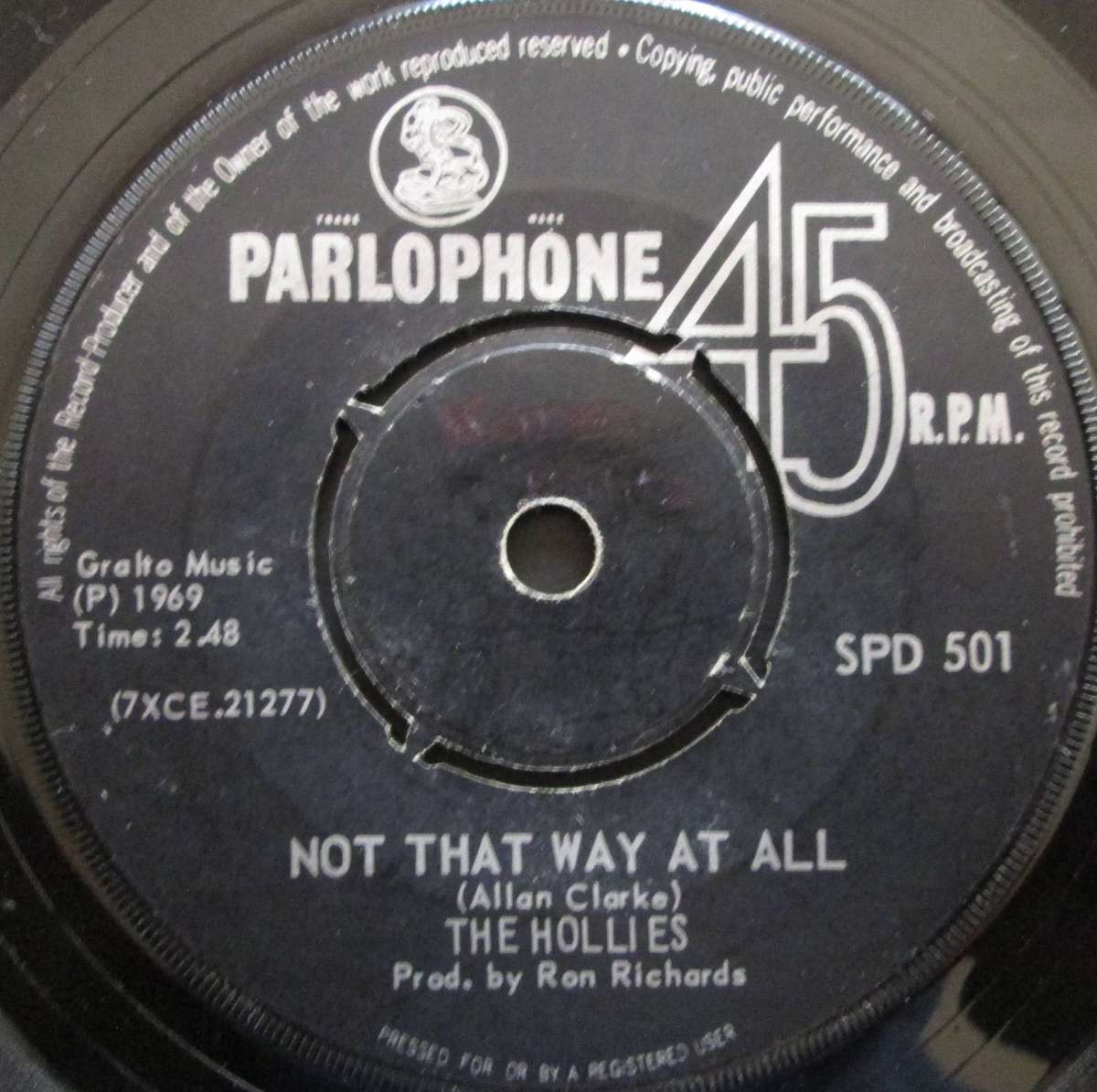 THE HOLLIES - SORRY SUZANNE / NOT THAT WAY AT ALL    (7 SINGLE/VINYL)