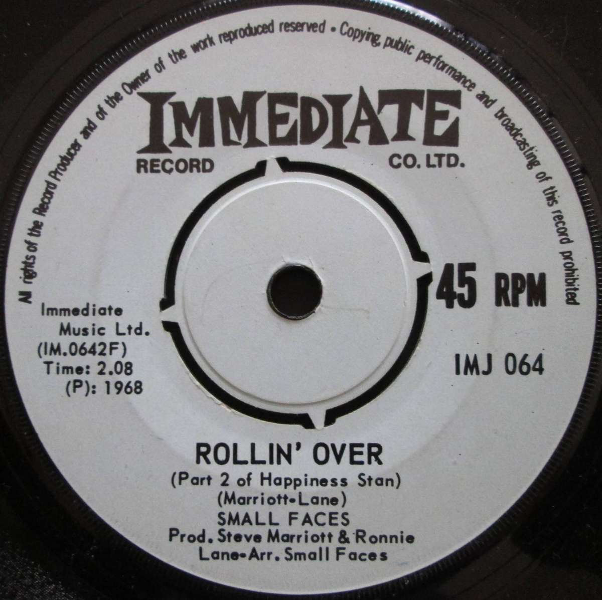 SMALL FACES - LAZY SUNDAY / ROLLIN OVER   (7 SINGLE/VINYL)